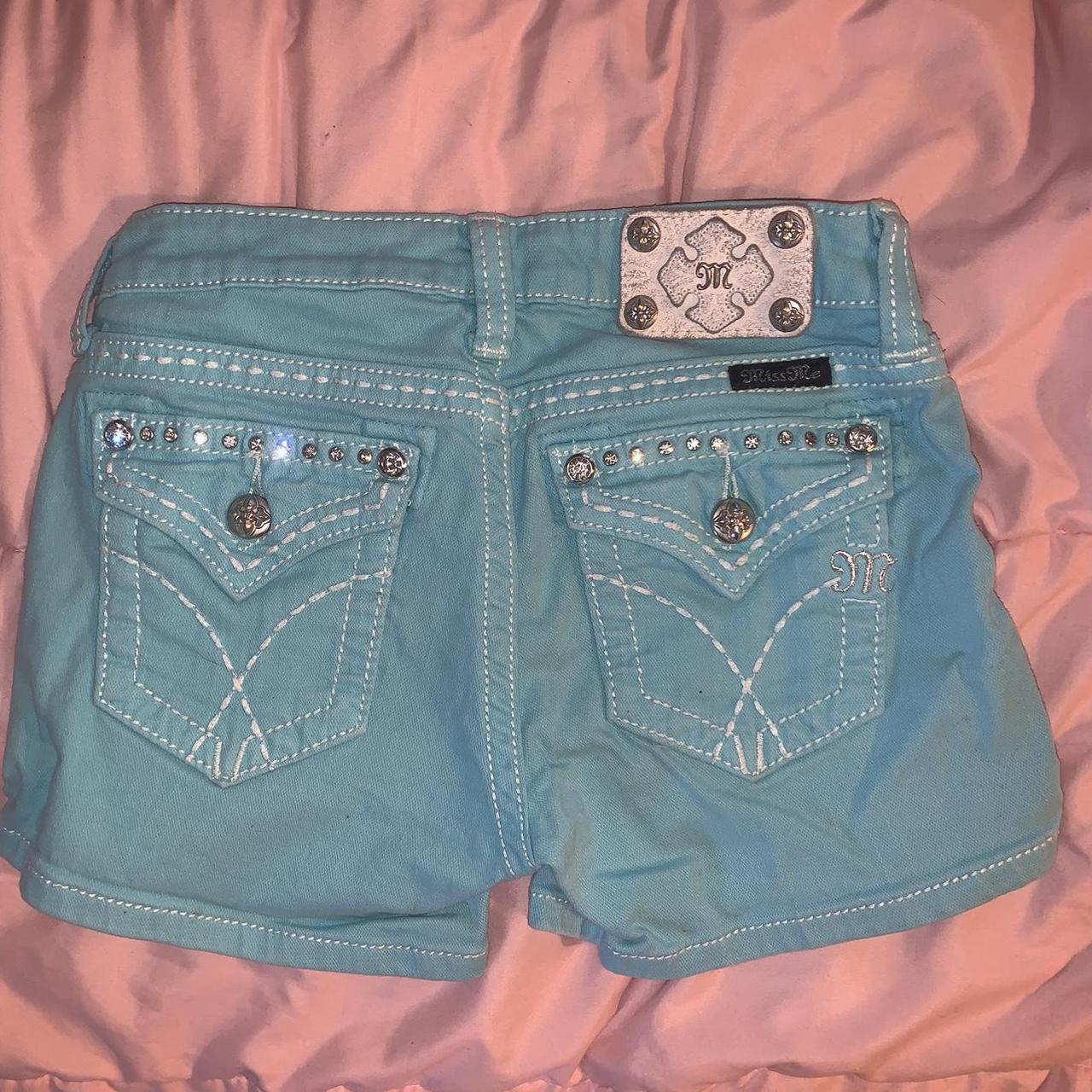 Turquoise Miss Me Shorts!!💙 Girls Size 16, fits 0-2... - Depop