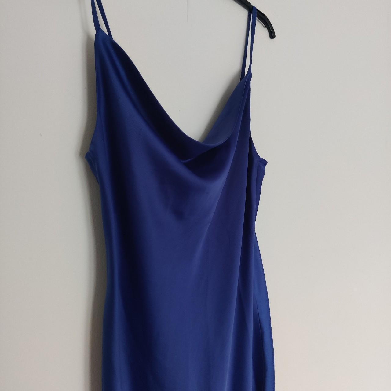 Royal blue satin midi dress, worn once. Size 8 New... - Depop