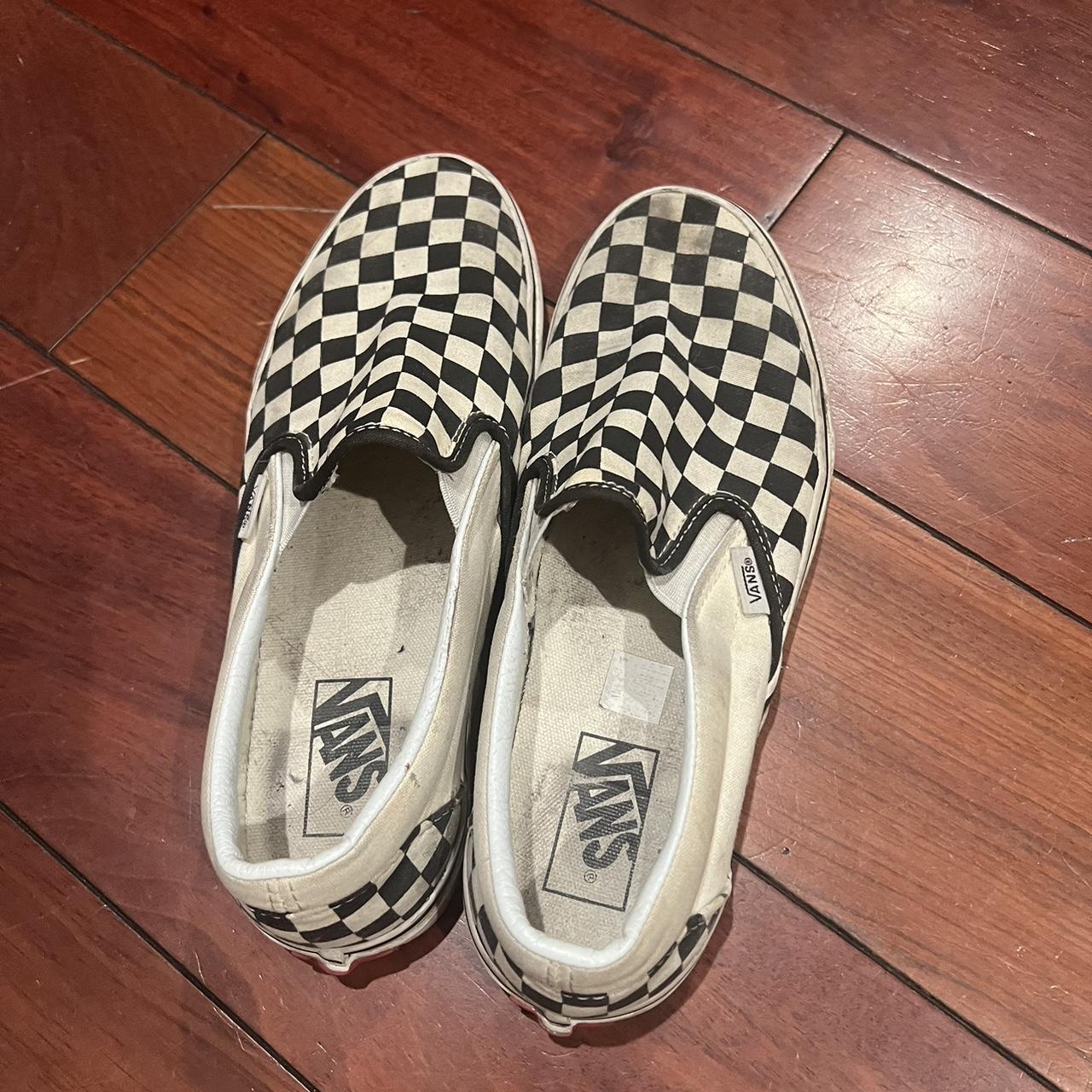 Black and white checkered vans , selling cheap since... - Depop