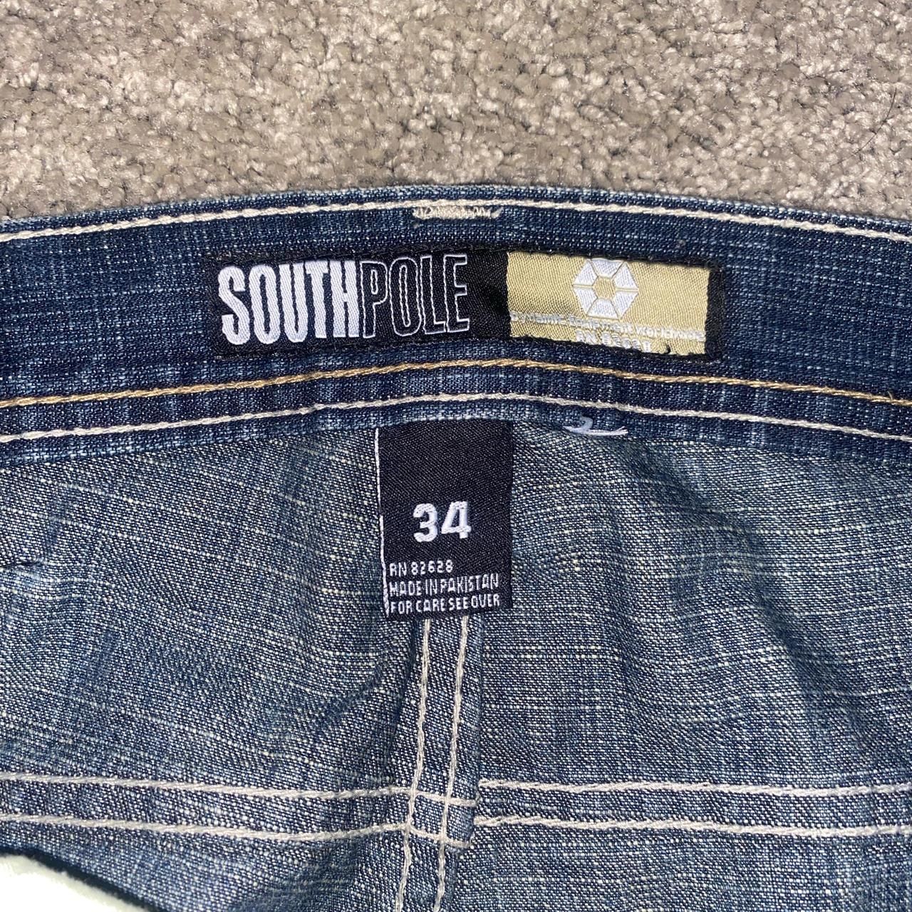 VINTAGE Y2K DARK BLUE GREEN FADED GOLDEN TAB BAGGY... - Depop