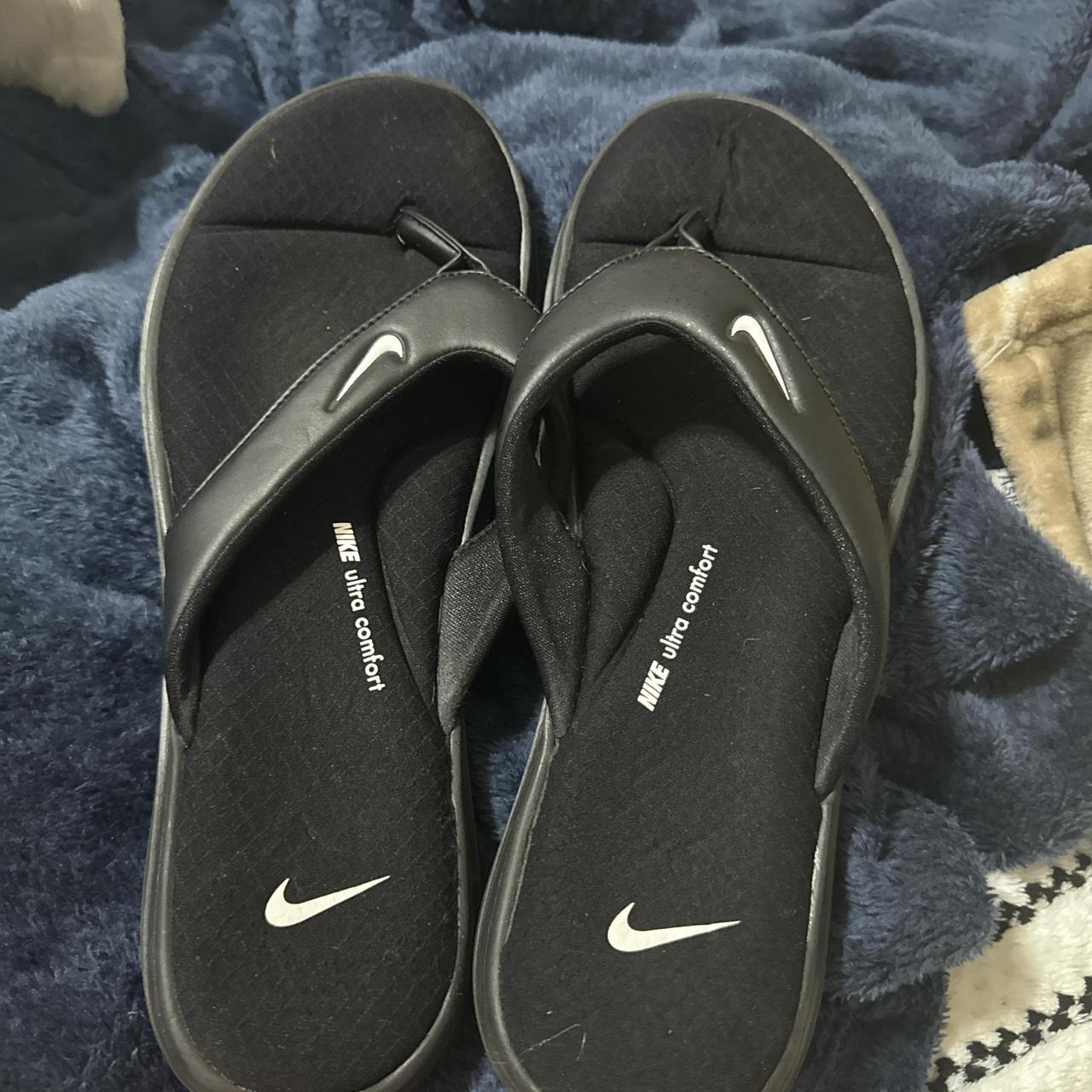 nike flip flops women s us 11 black ultra comfort Depop