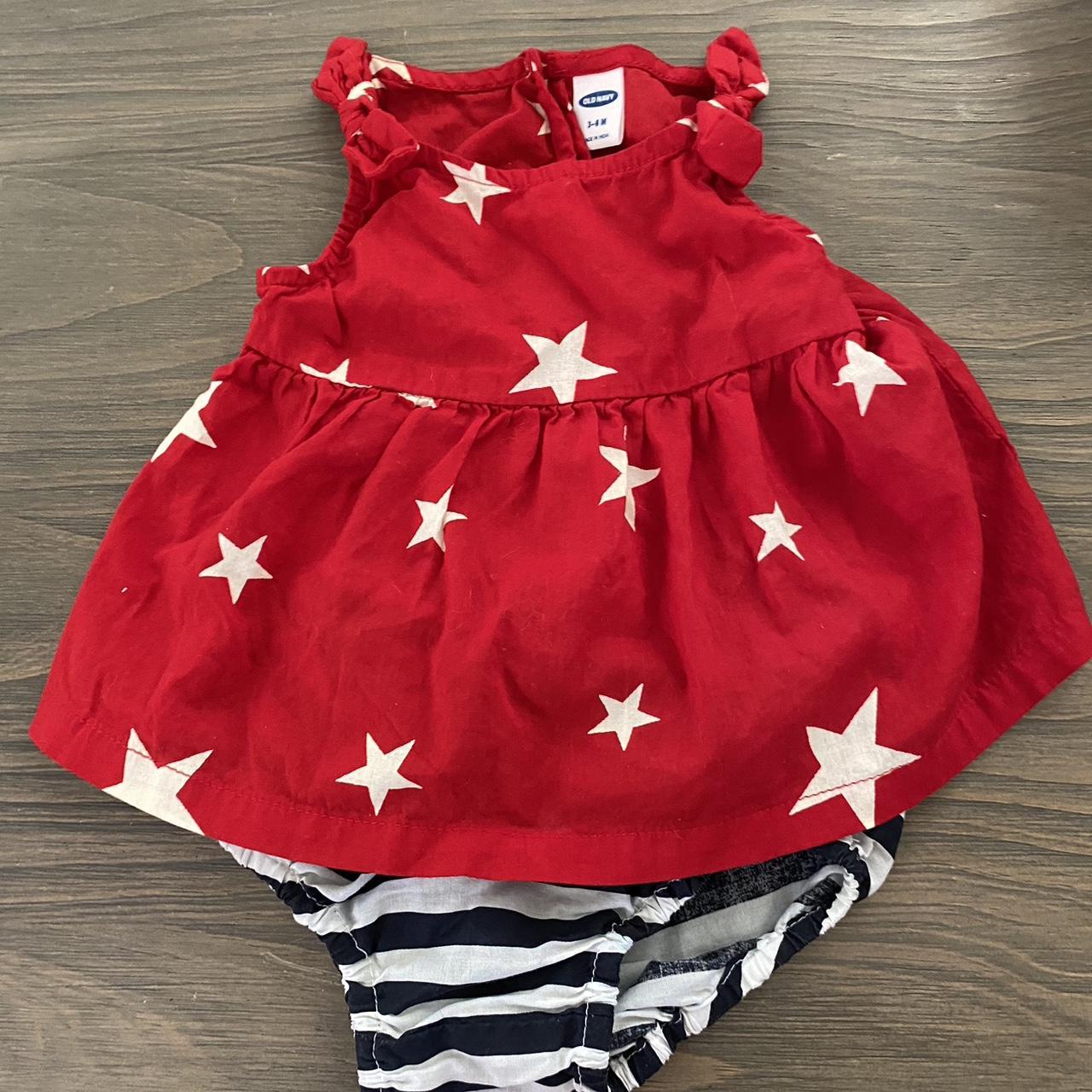 Baby girl red white and hot sale blue outfit