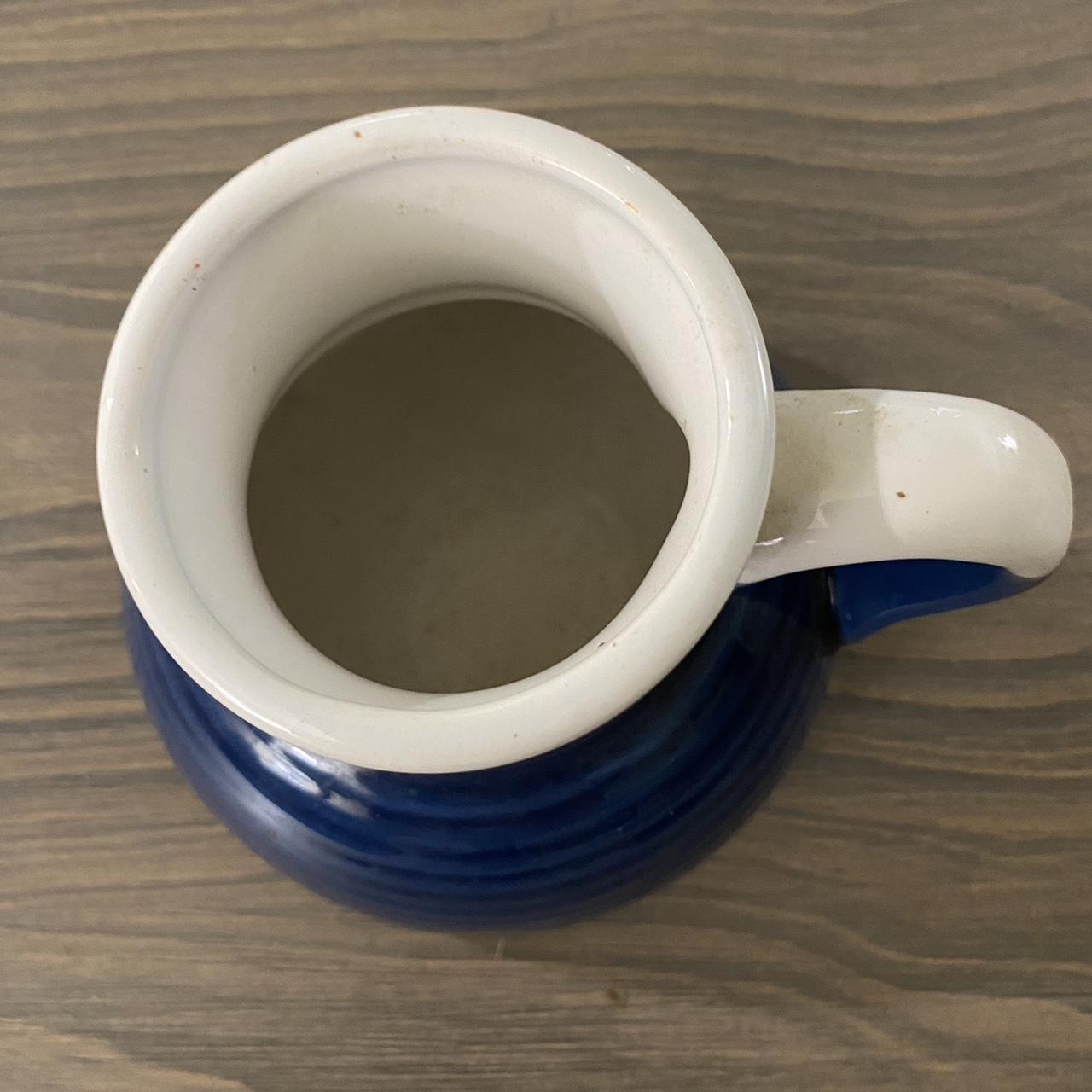 Vintage no-spill coffee mug. Ceramic Blue and white - Depop