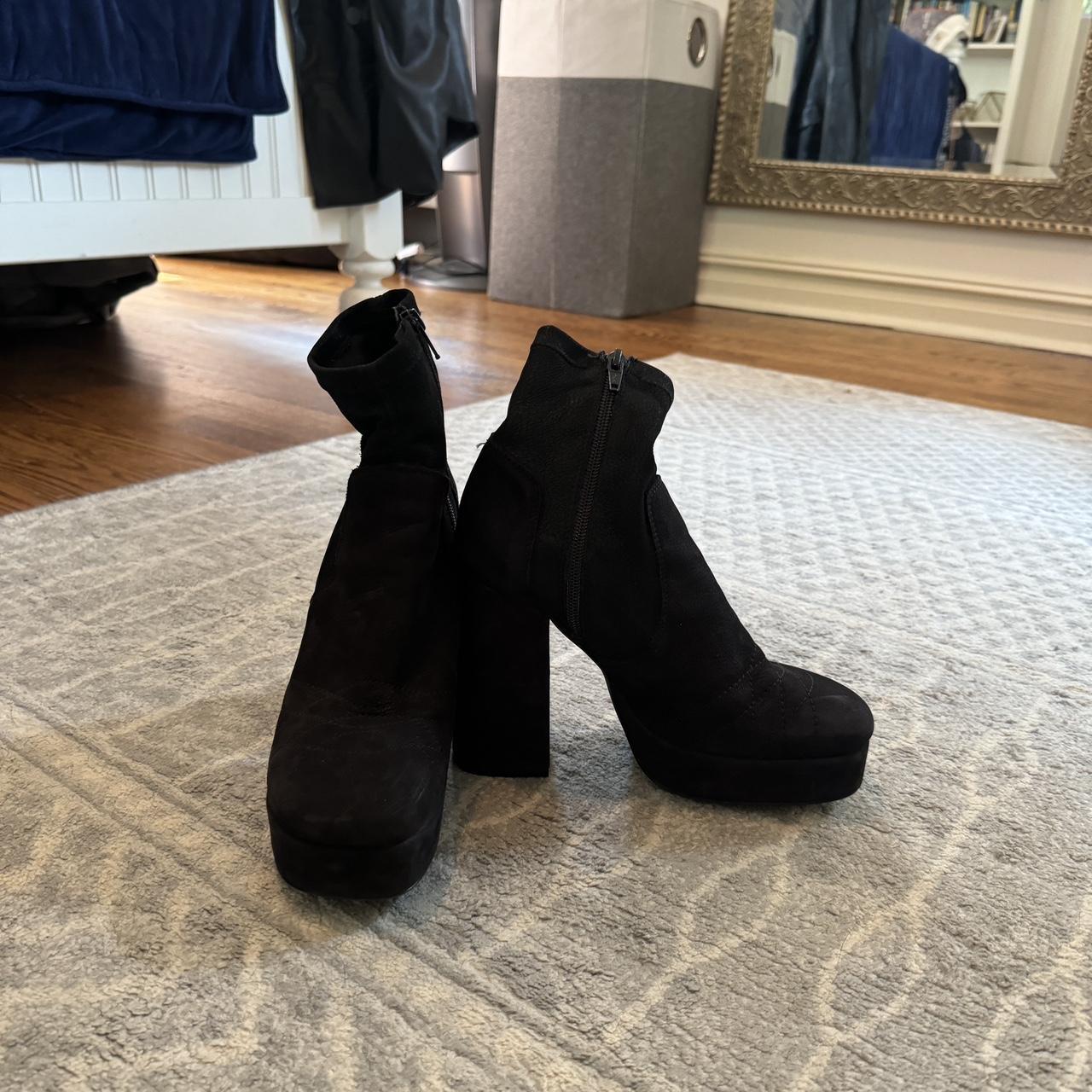 Free People black suede booties that have been. Depop