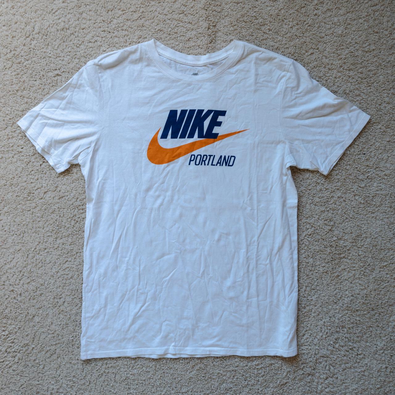 Nike Portland Tee Nike logo in navy and orange on a... - Depop