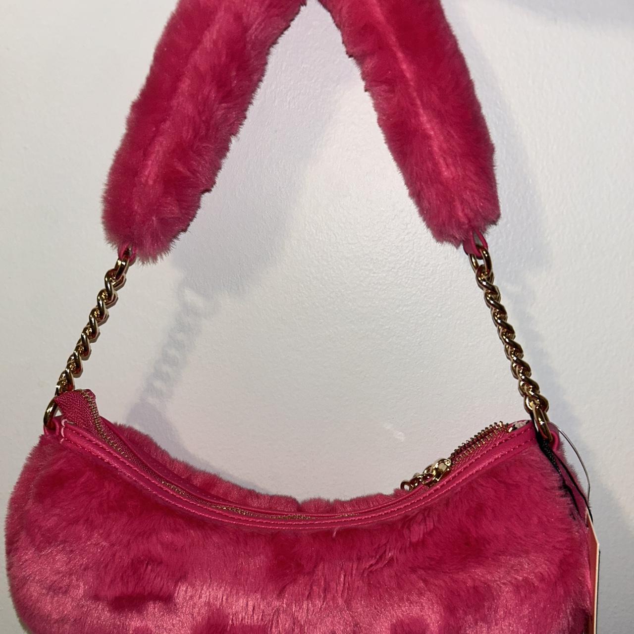 Juicy Couture Y2k pink furry bag with heart charm | Depop