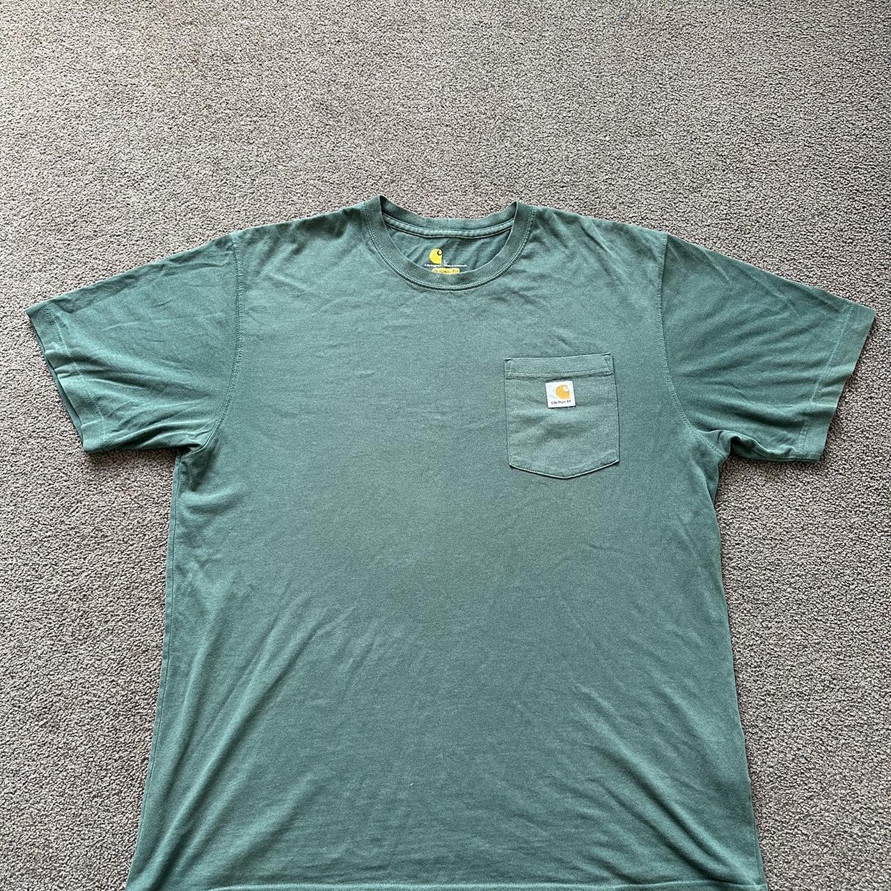 Green carhartt tee Size - L Condition - used excellent - Depop