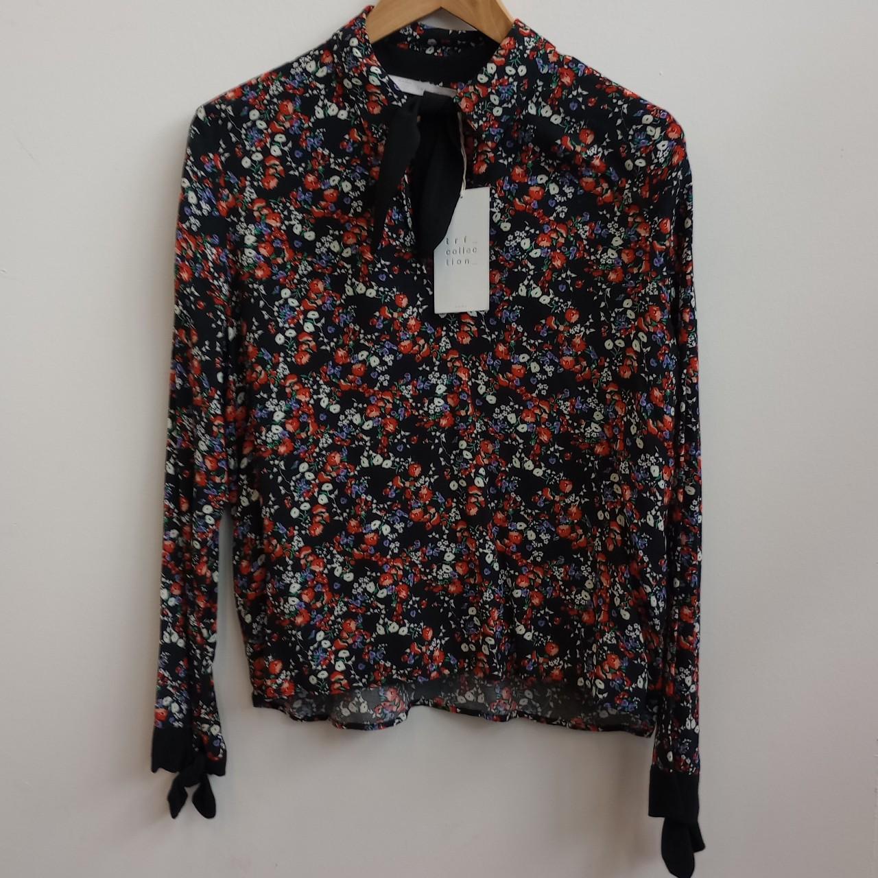 Zara Bow Floral Ditsy Long Sleeve Blouse New With... - Depop