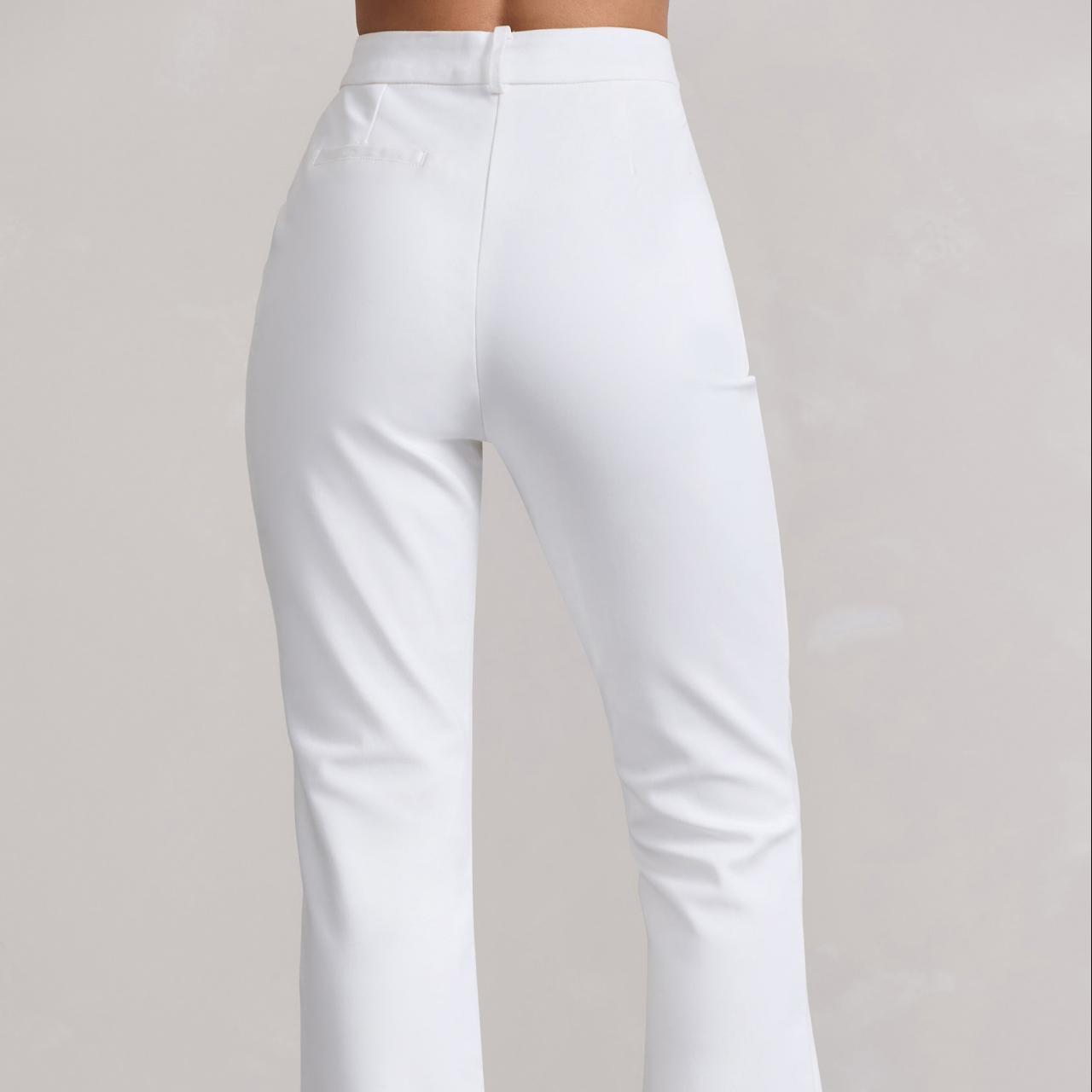 Kehlani White High Waist Flared Tailored Trousers – Club L London