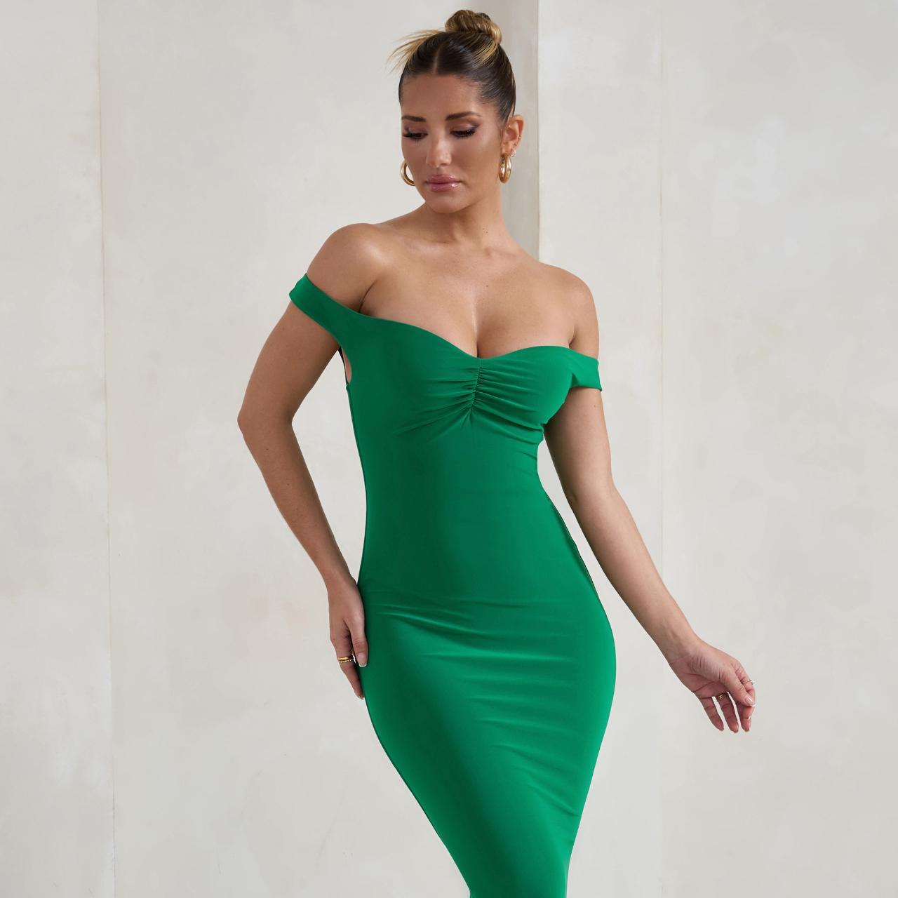 Salma Jade Green Bardot Sweetheart Fishtail Maxi. Depop