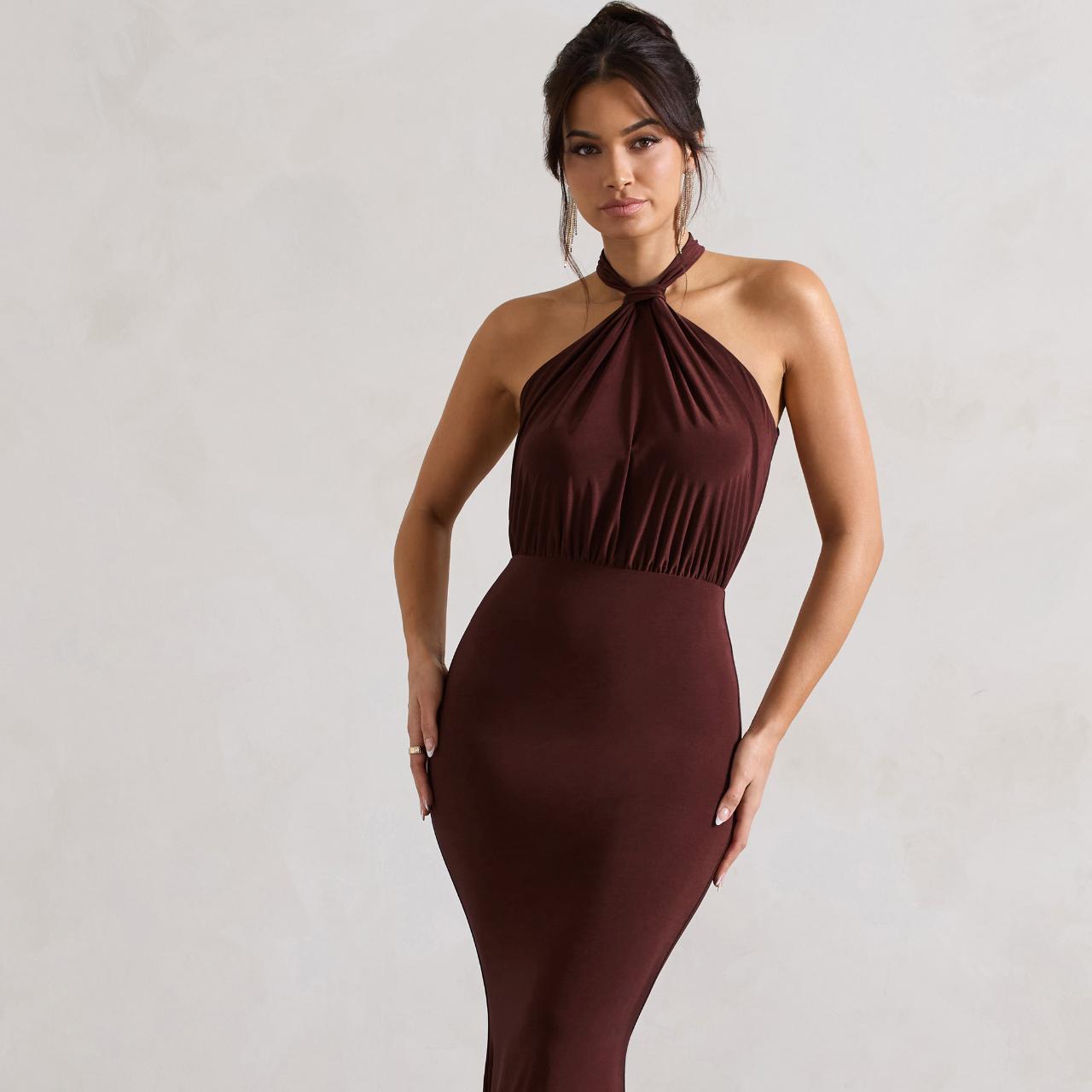 ★BADBLOOD★ Oval Logo Halter Neck Midi Dress Chocolate Badblood Oval Logo Halterneck Midi Dress Black – BBGSHOPHK