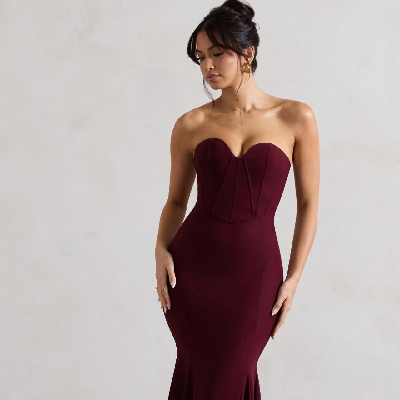 Burgundy club dress hotsell