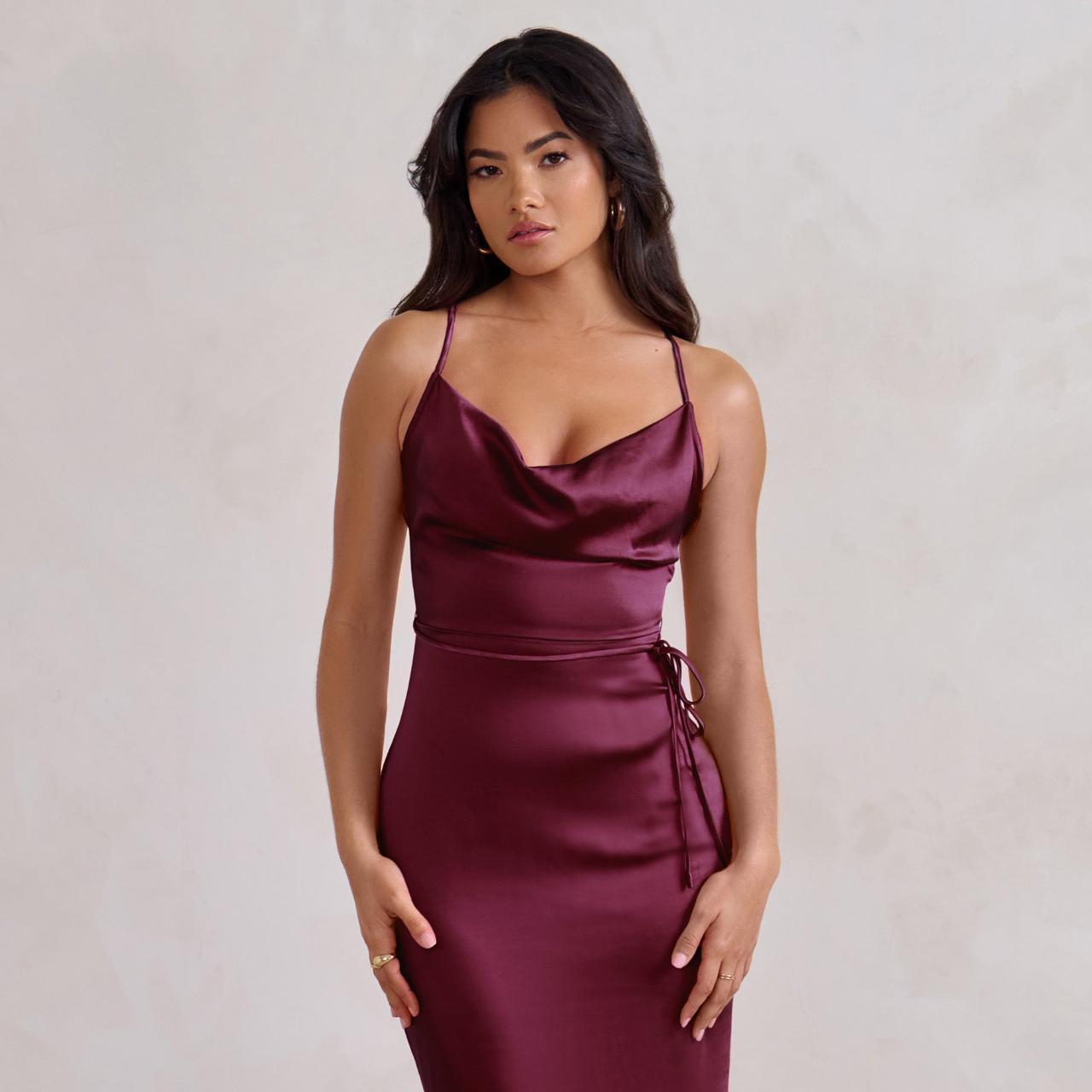 Burgundy cowl neck maxi dress hotsell