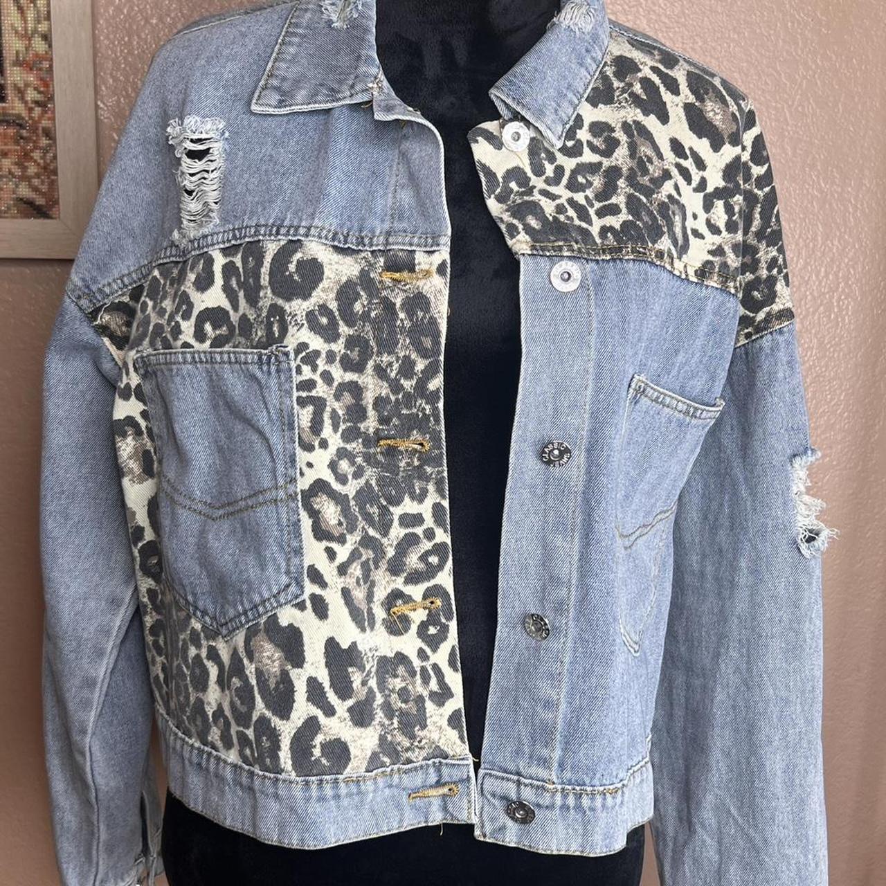 Women's Jacket - Blue - XXL – Leopard Patchwork P… - image 2