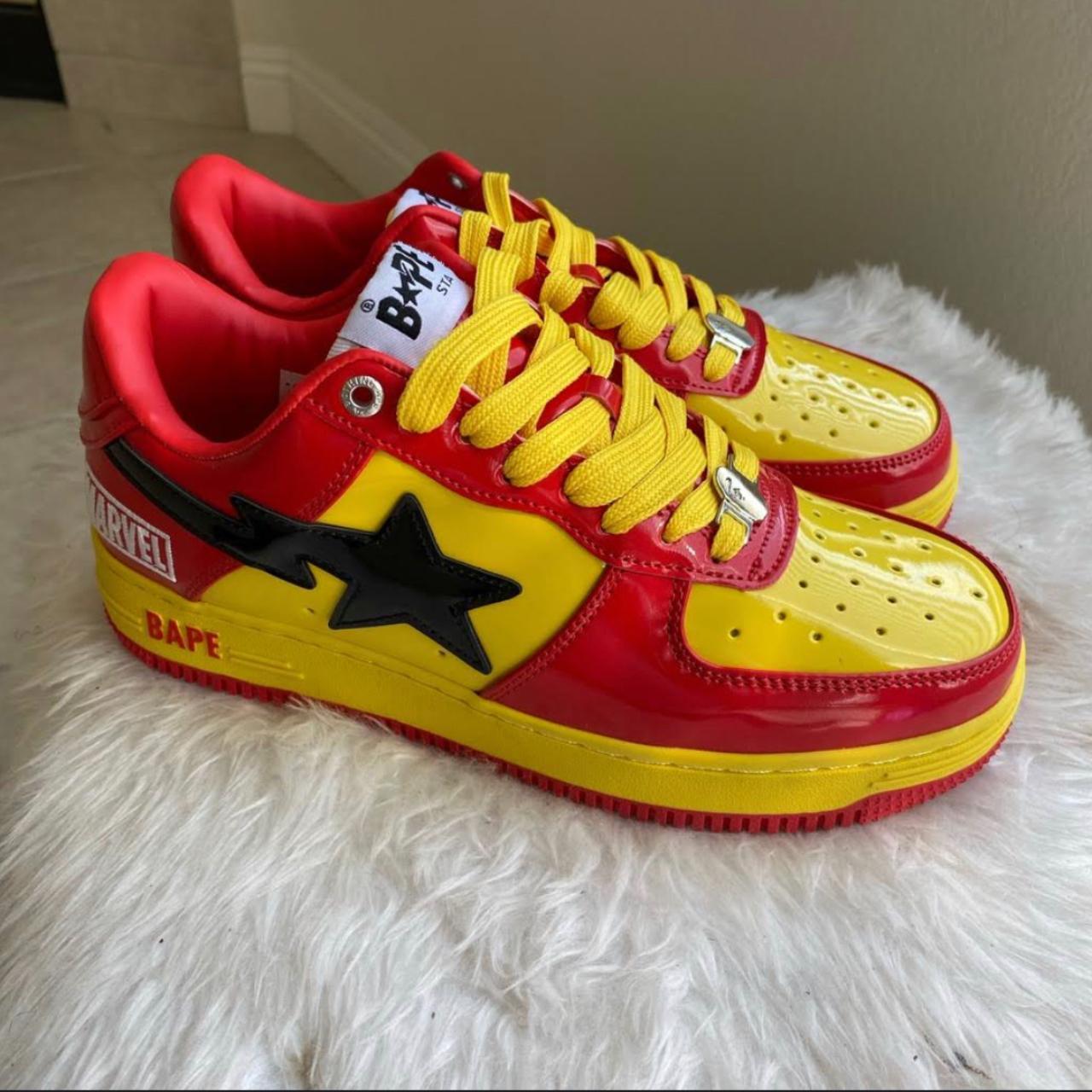 BAPE shoes bapestas red & yellow - Depop