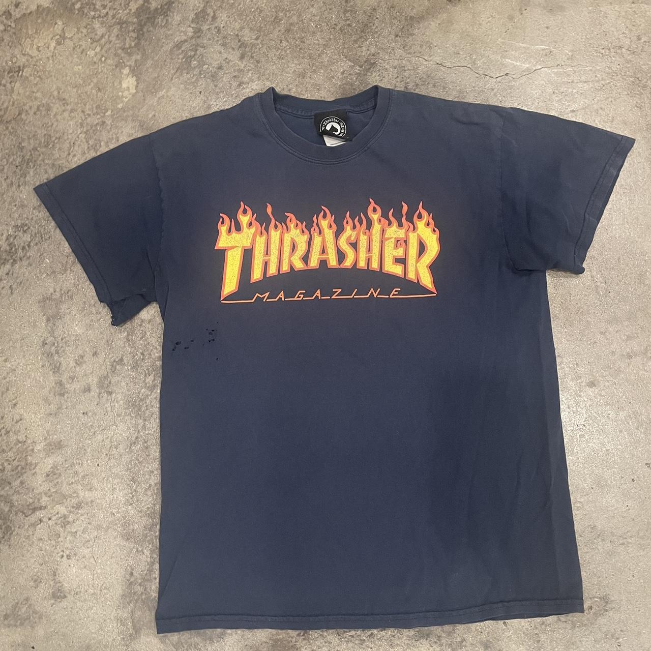 Navy blue thrasher shirt best sale