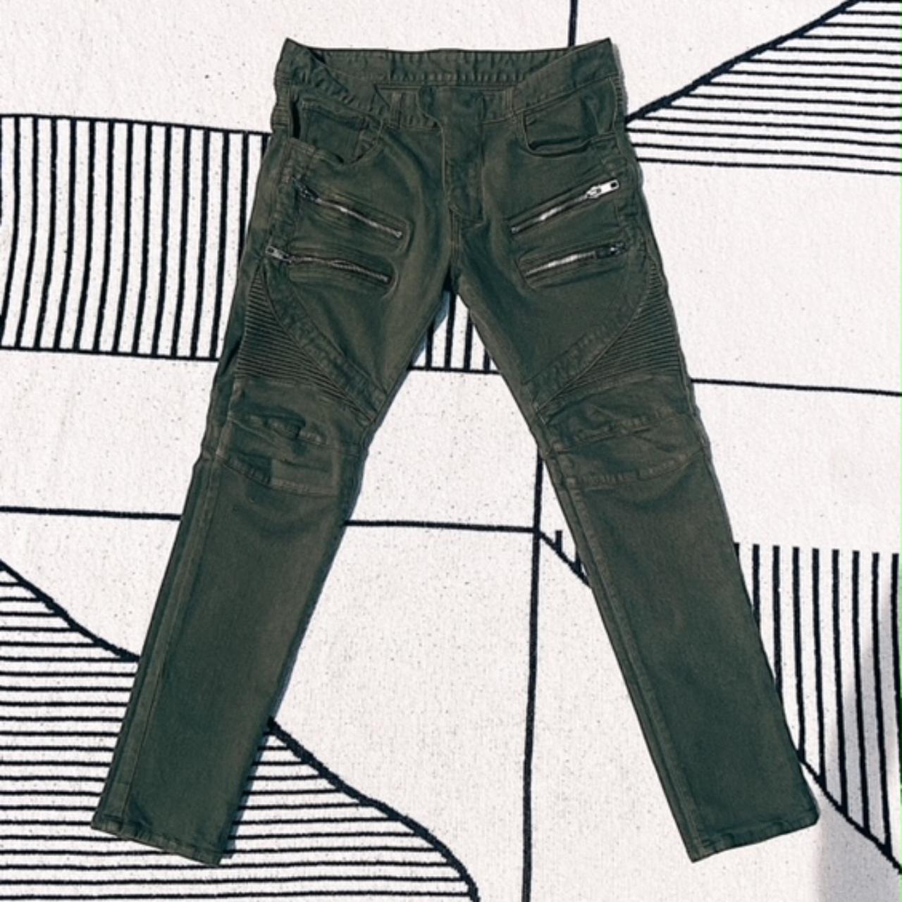 himmelsk værktøj Erobrer Army Green Balmain Jeans #balmain #armygreen... - Depop