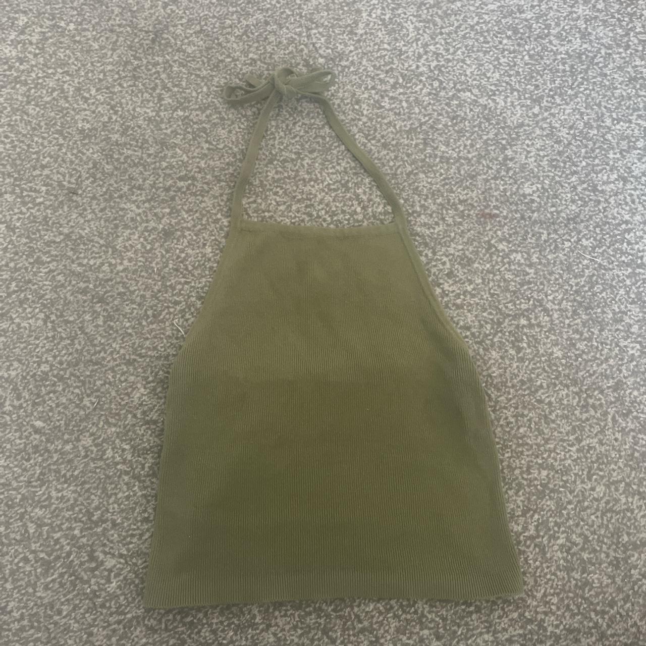 Brandy Melville Women's Green and Khaki Croptop Depop