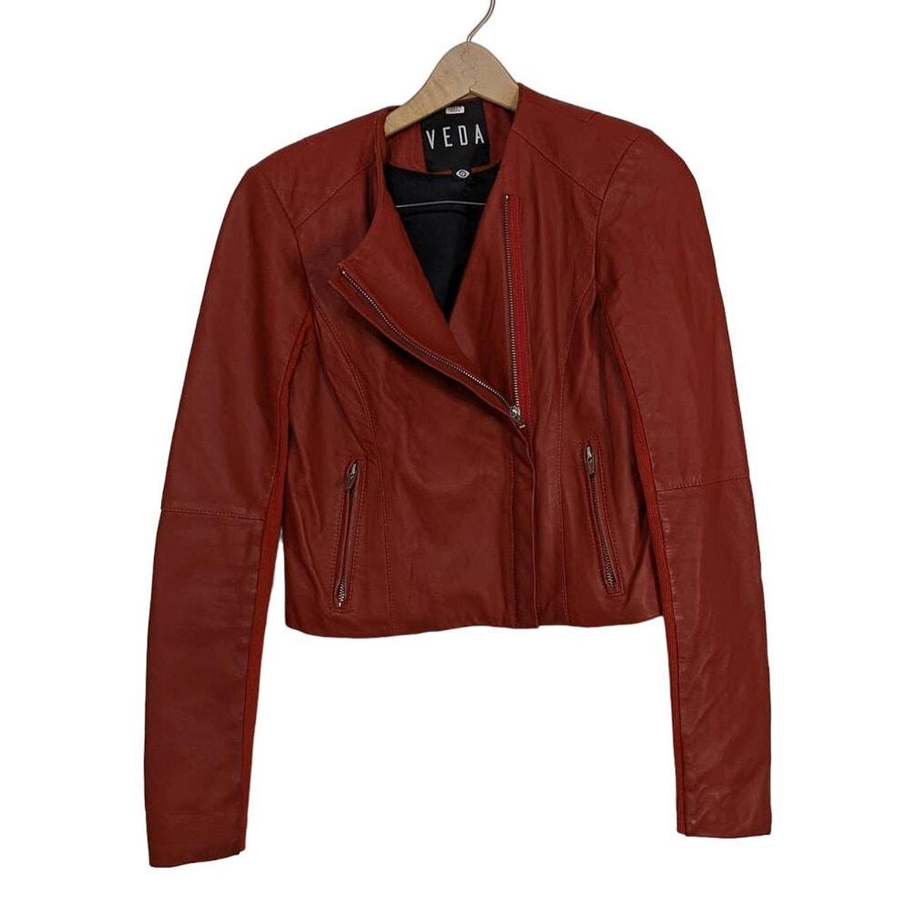 Veda rust Dali leather moto jacket Size P Shows... - Depop