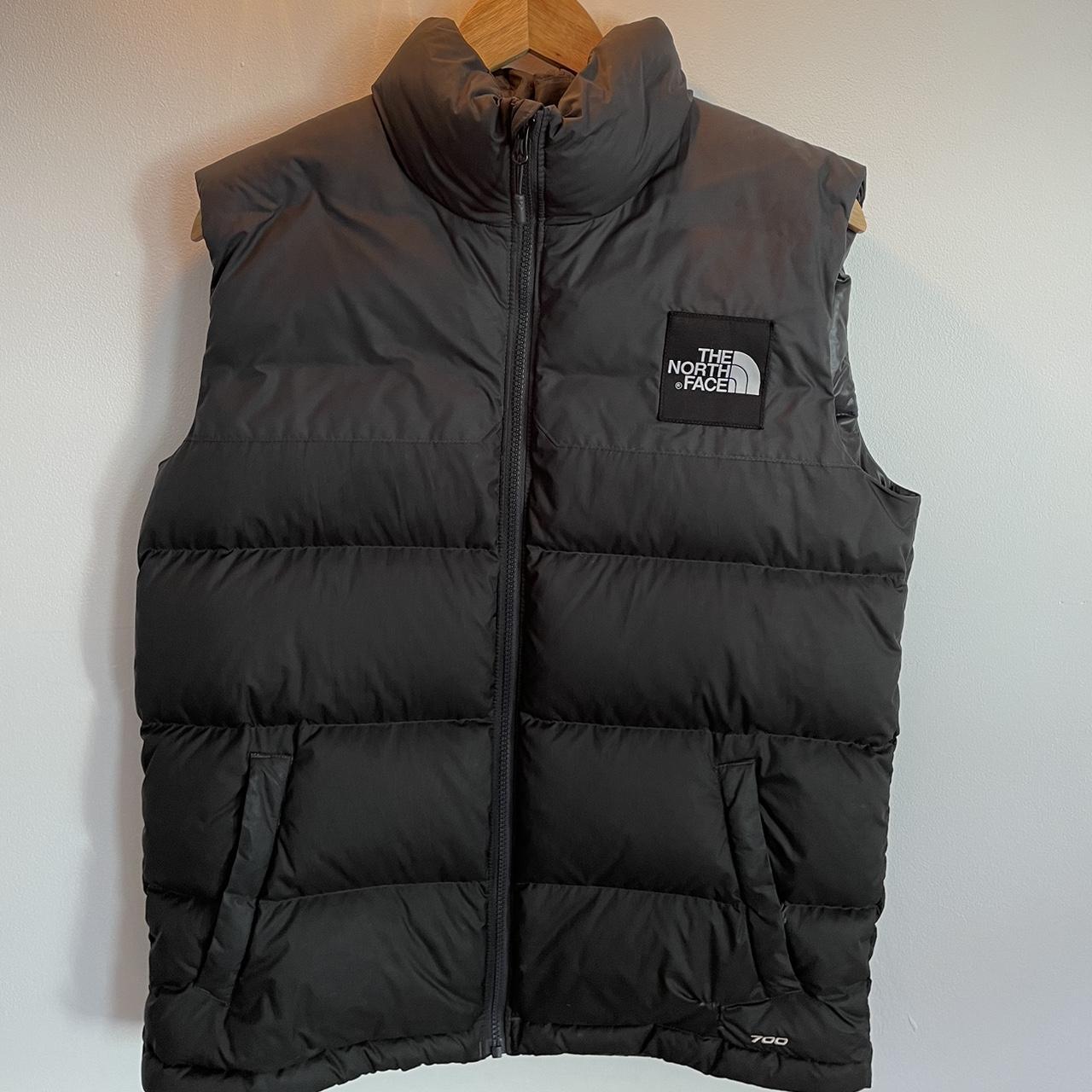 The North Face Nuptse Gilet in dark grey Size... - Depop