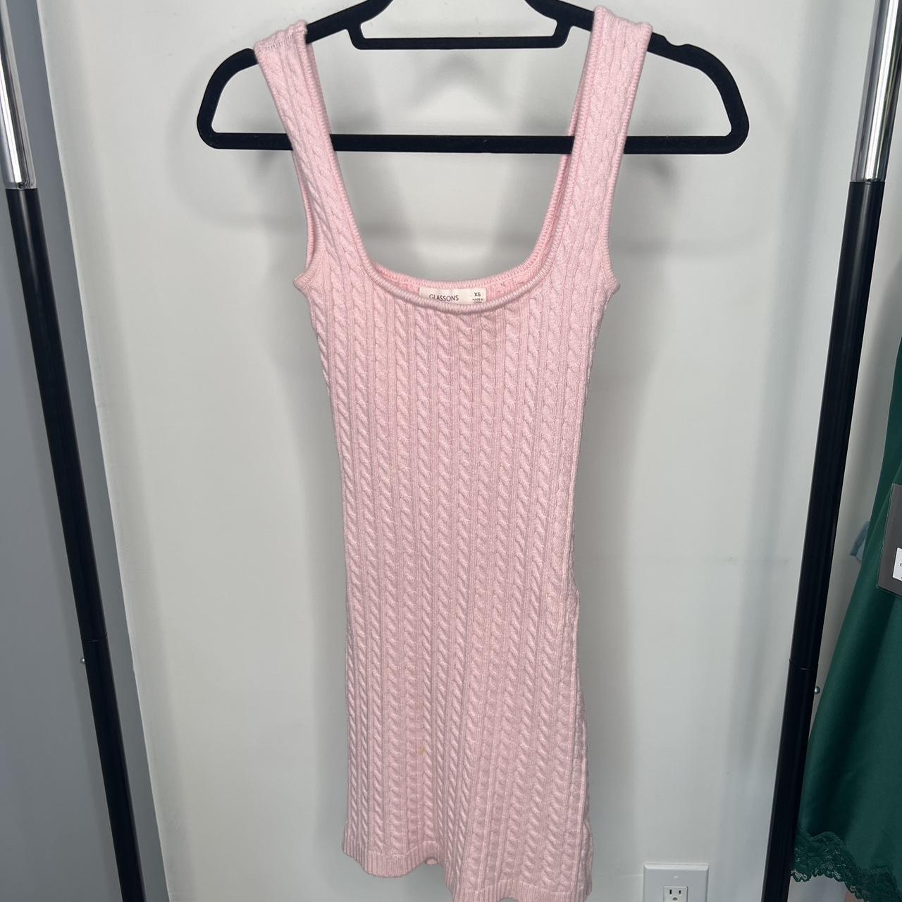 Soft pink, XS crochet mini dress from Glassons in... - Depop