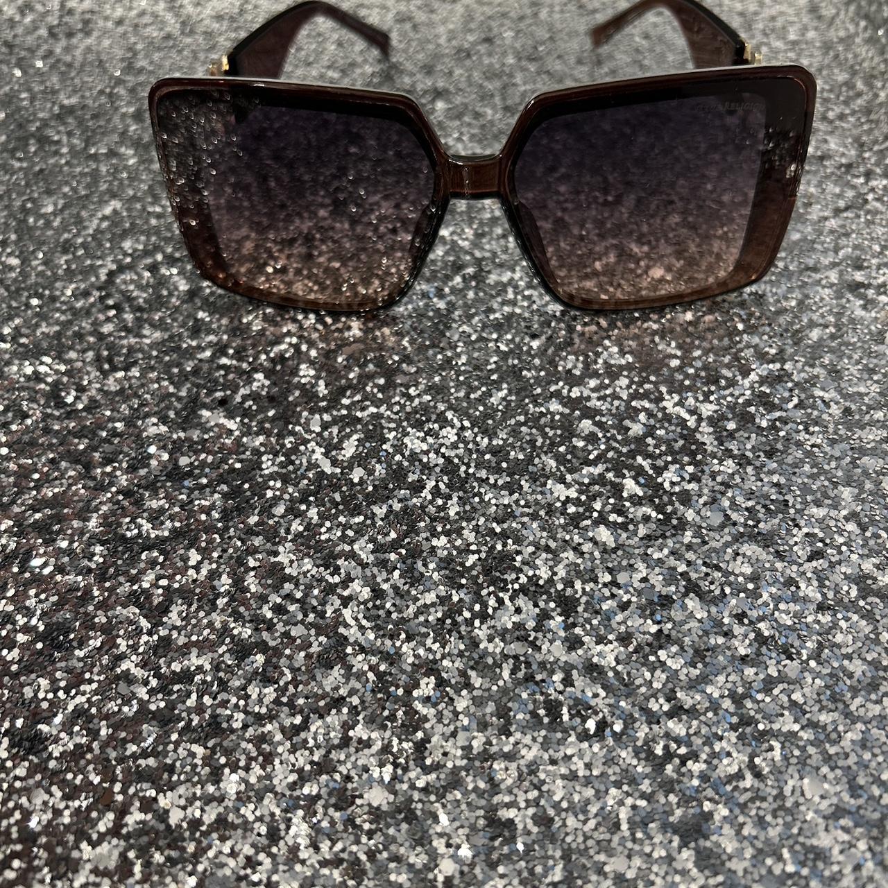 Dark Brown Sunglasses Square New Never Worn Depop