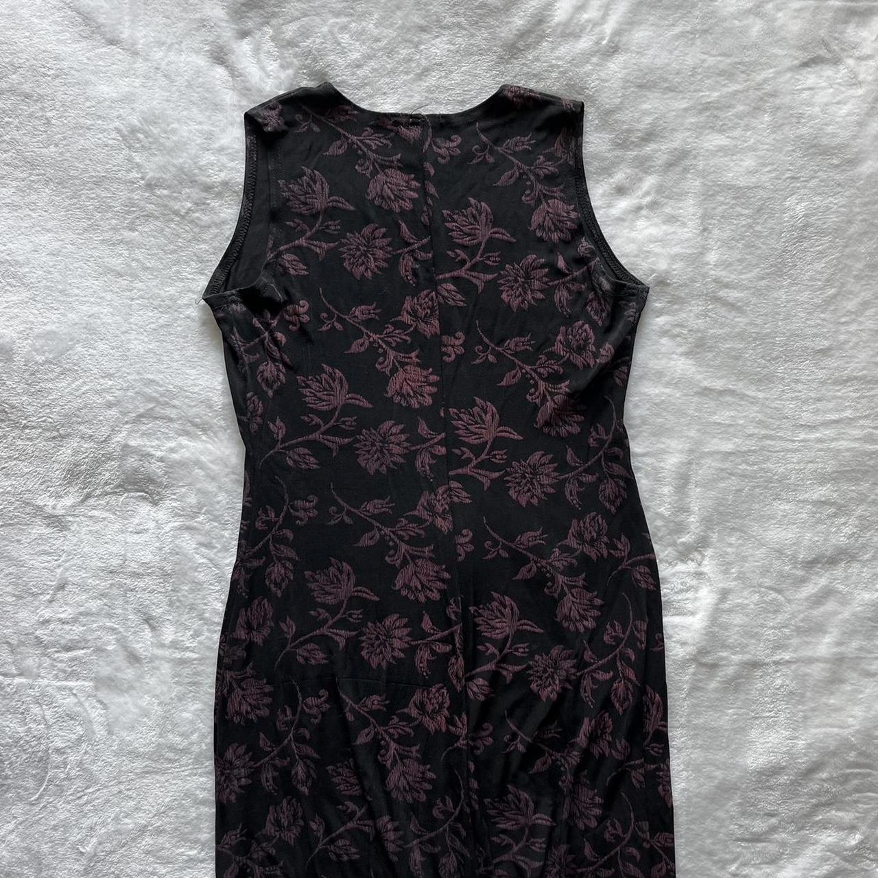 vintage 90s boho grunge long black and purple floral... - Depop