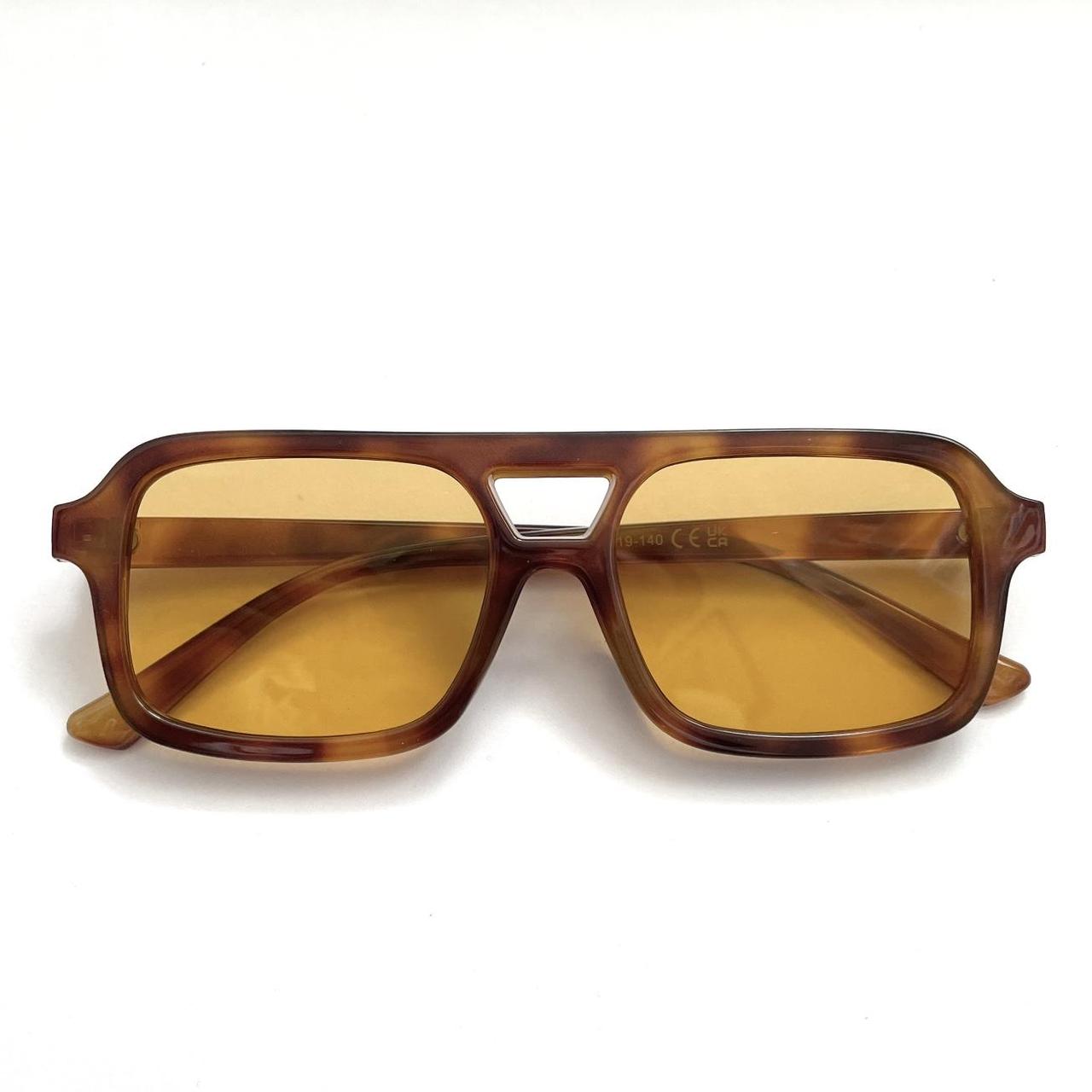 Brown Tortoise Shell Aviator Sunglasses With A Tan Depop