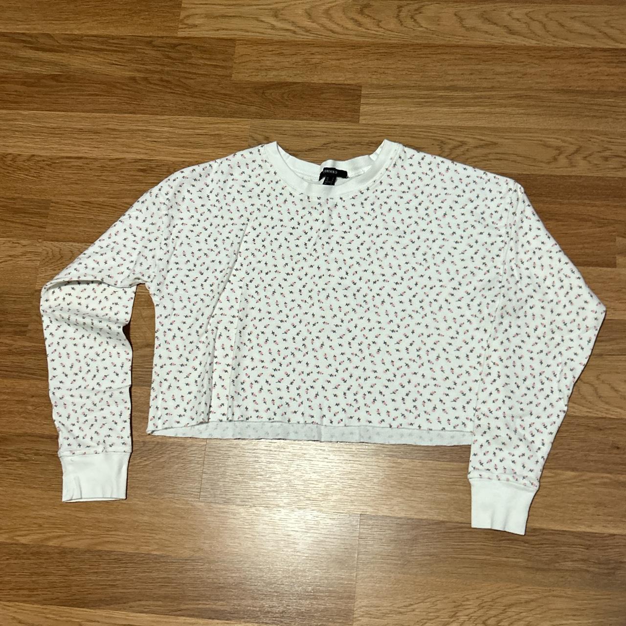 micro-waffle knit cropped sweatshirt 🎀 baby pink - Depop