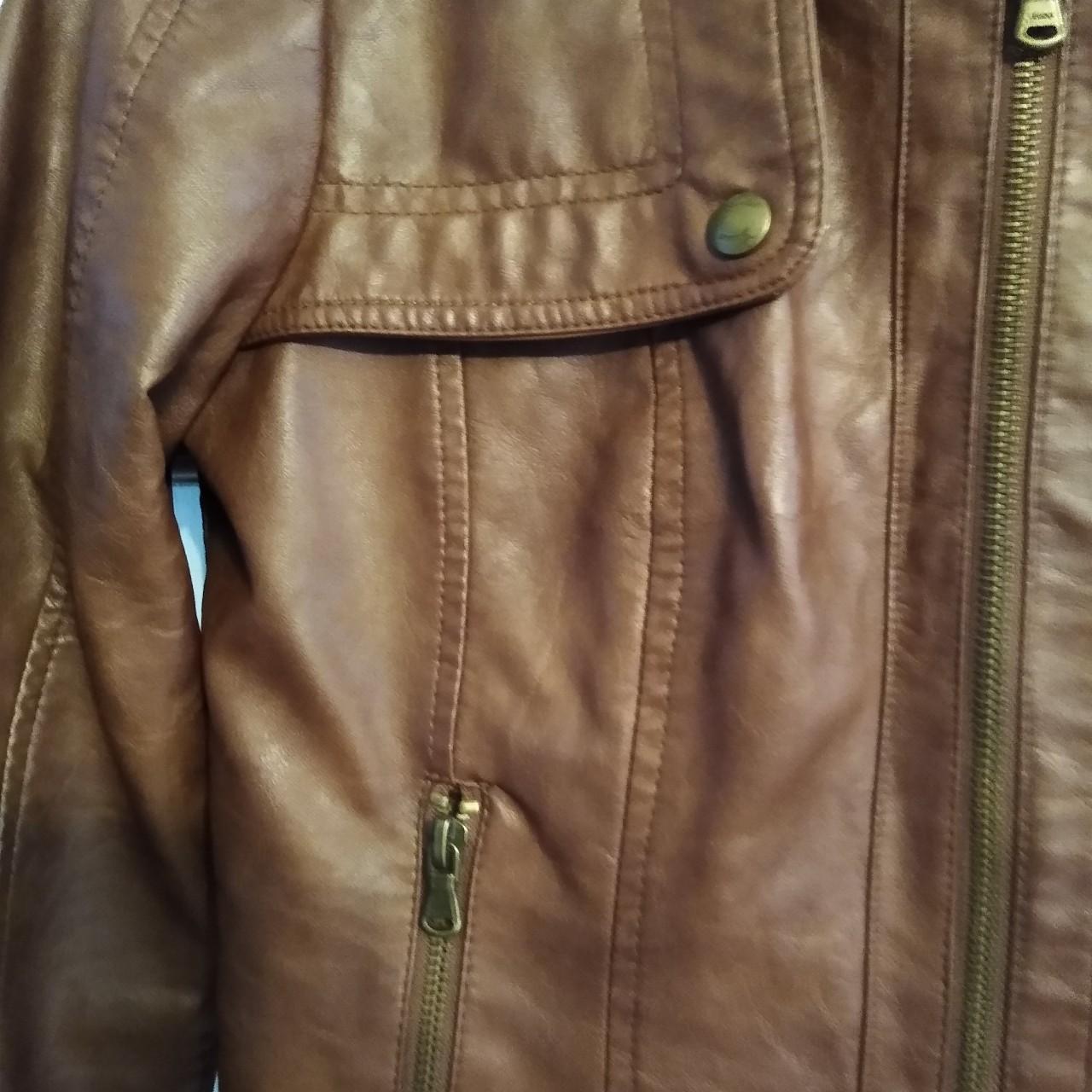 Guess faux leather jacket medium... - Depop