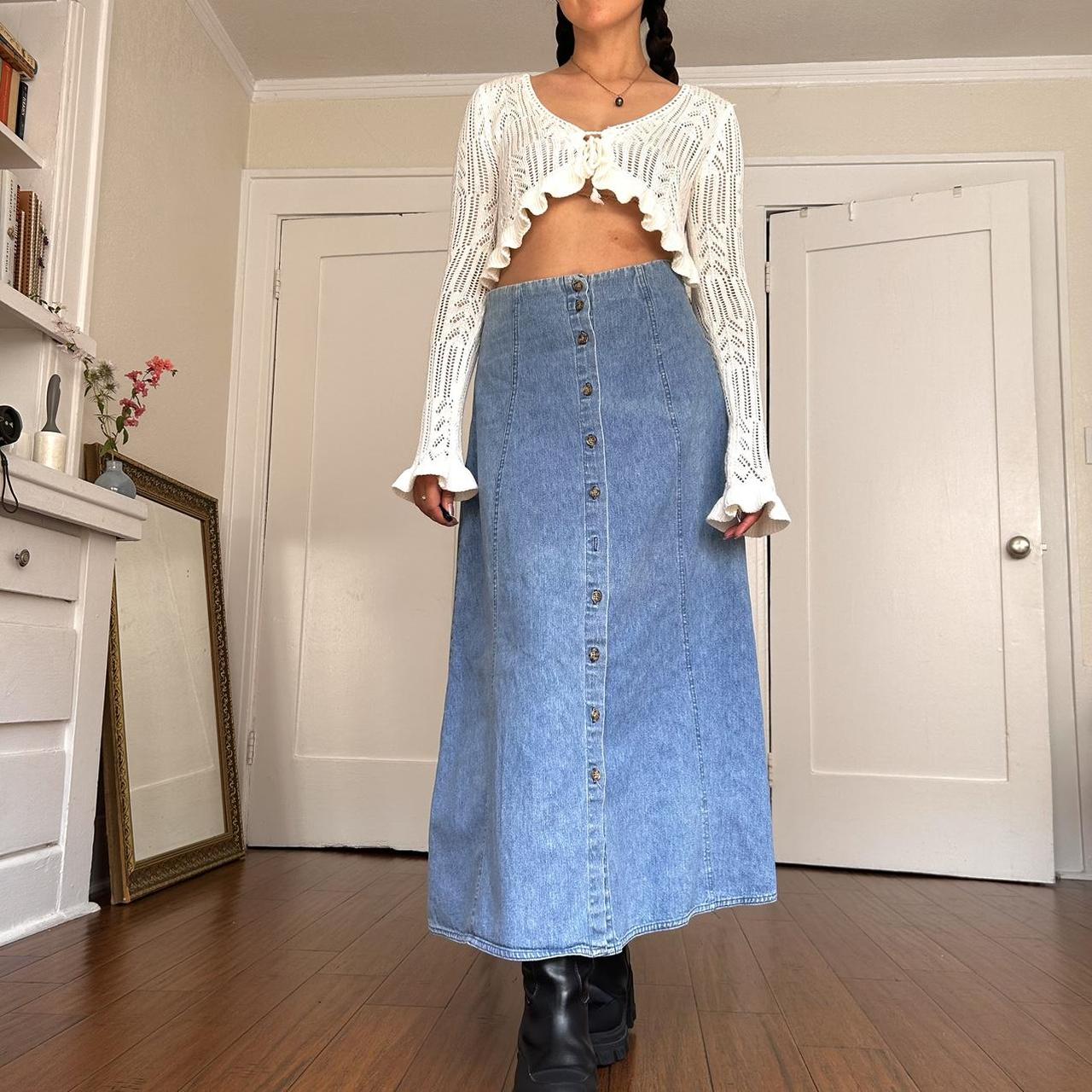 90s denim skirt 100 cotton Vintage Missing one