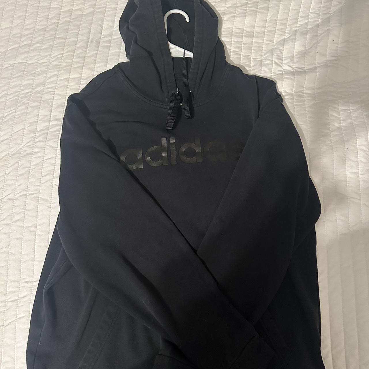 adidas all black hoodie large - Depop