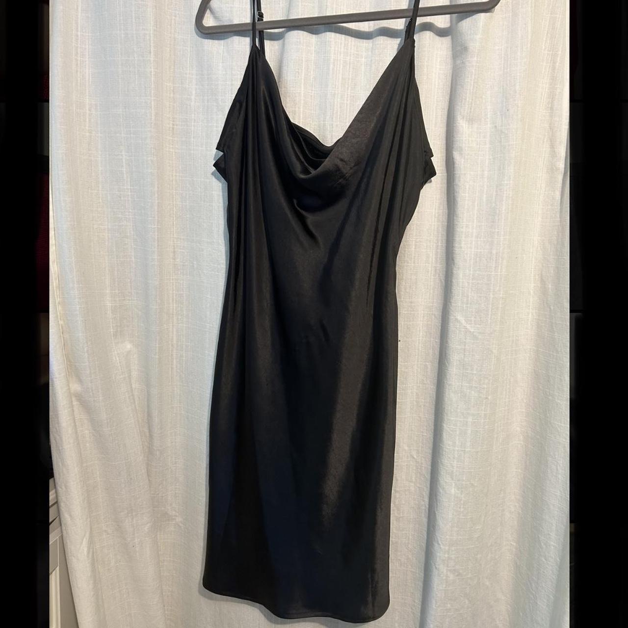 Black Nasty Gal satin cowl neck slip dress Size... Depop