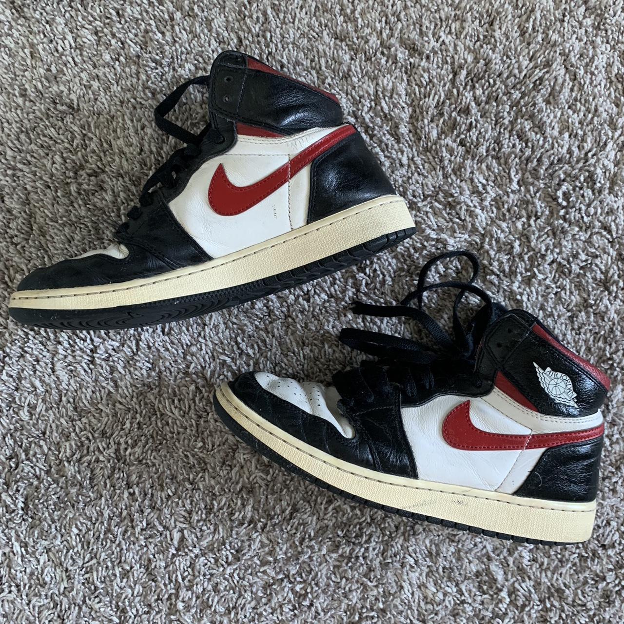 Jordan Red and Black Trainers Depop