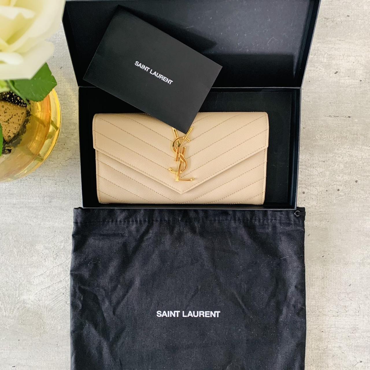 YSL wallet with box brand new olive green #ysl - Depop