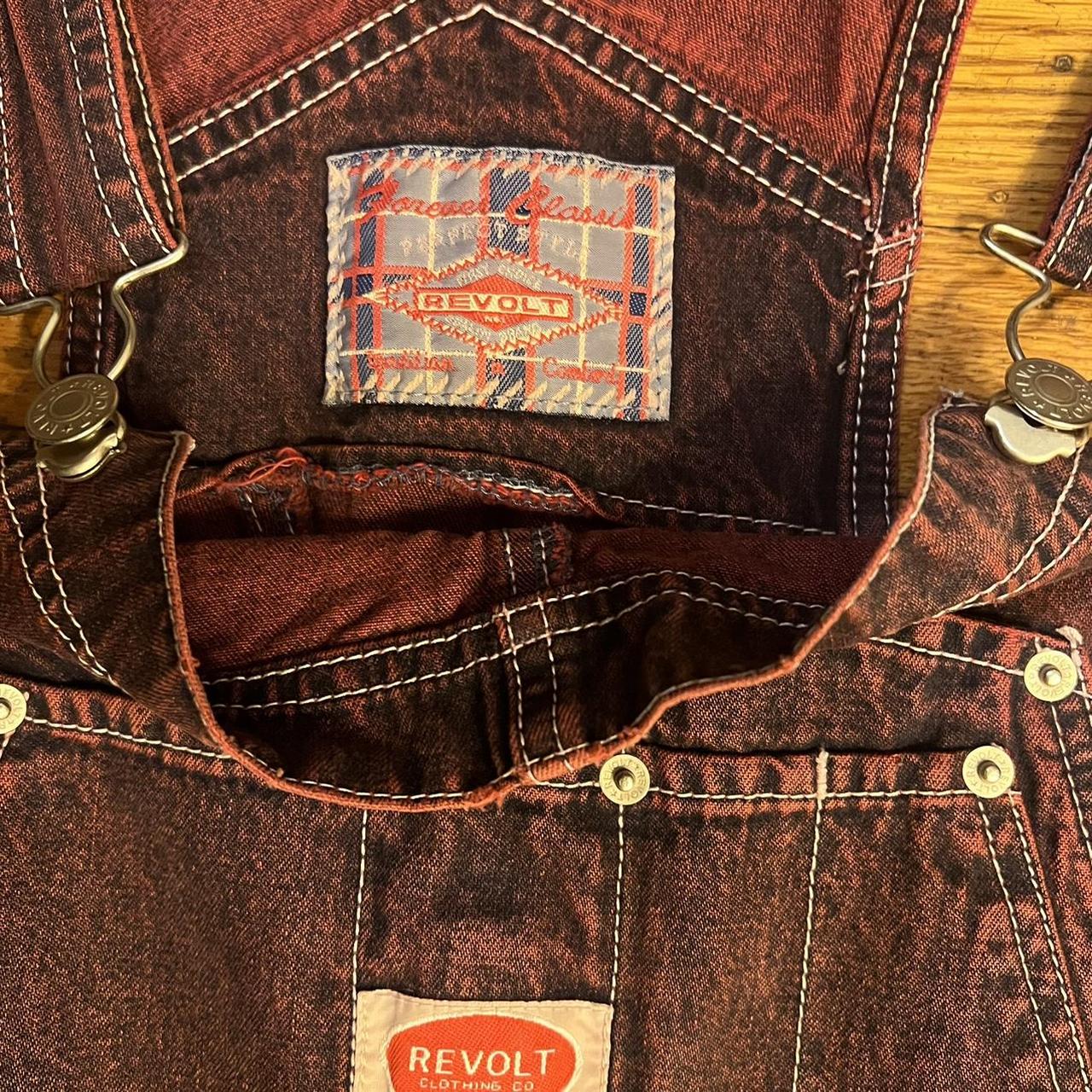 Vintage Revolt Oversized Cutoff Overalls. Maroon... Depop