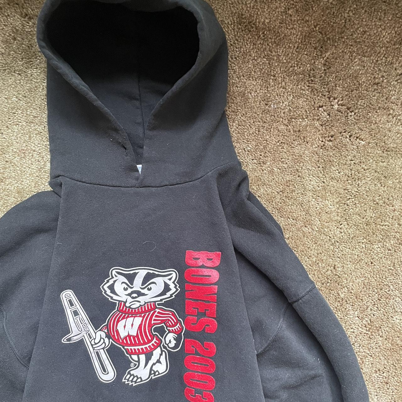 Vintage Wisconsin Russell athletics hoodie tagged XL... - Depop