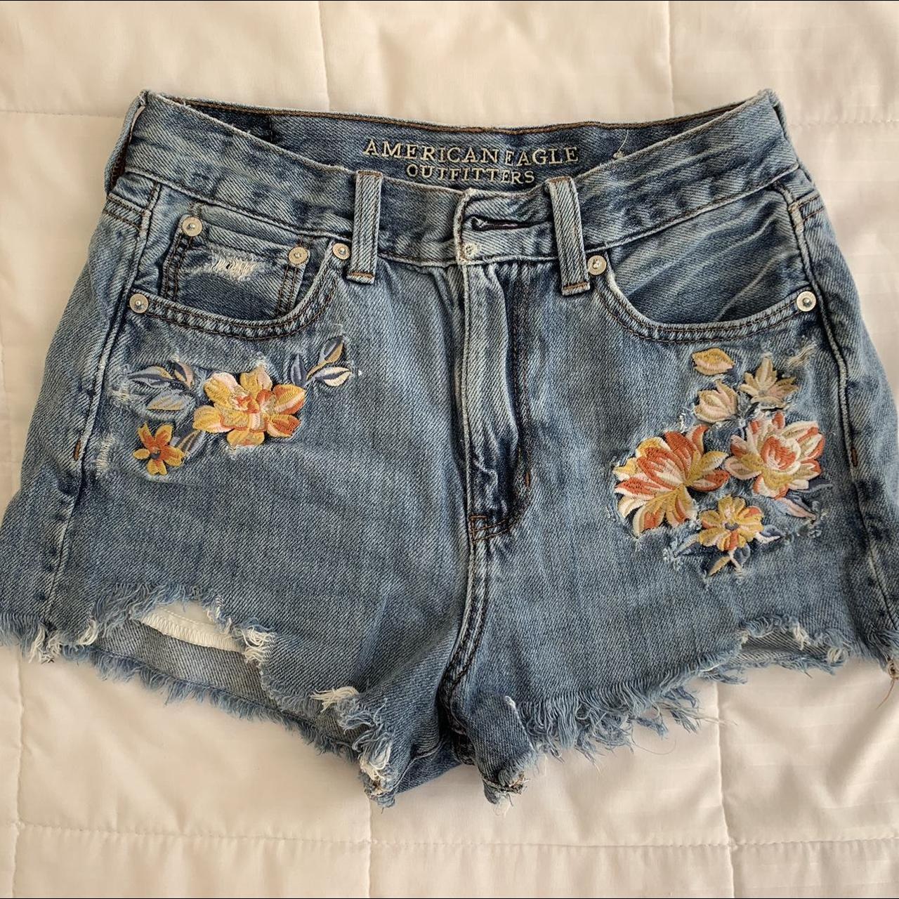 American Eagle Flower Denim Shorts for Women