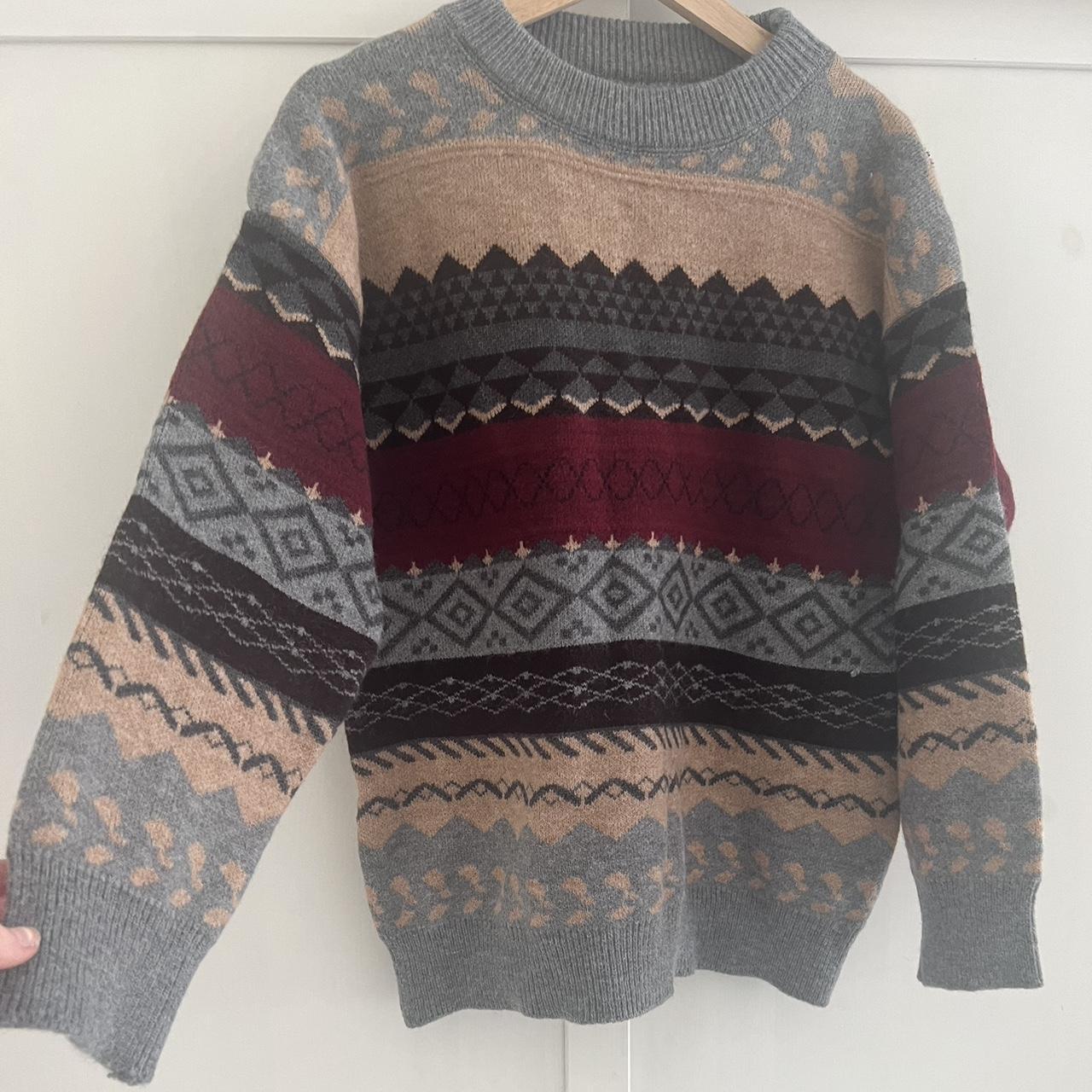 knitted sweater grandad style jumper downtown girl... - Depop
