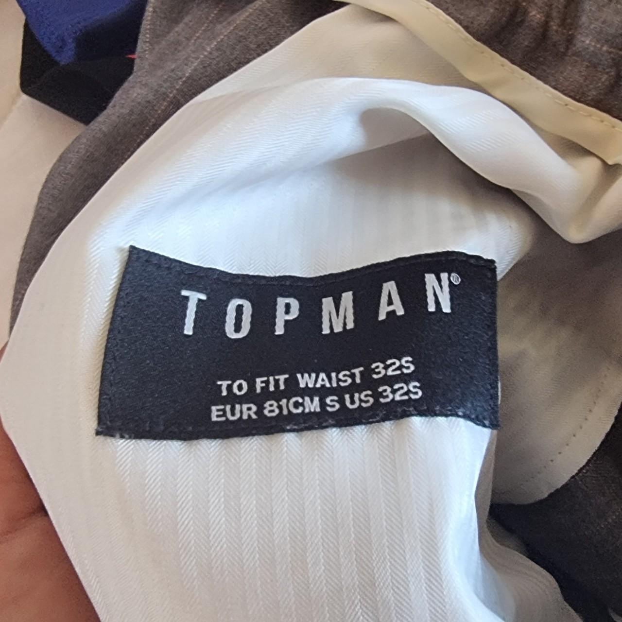 Mens Topman smart grey trousers with pink pinstripe.... - Depop