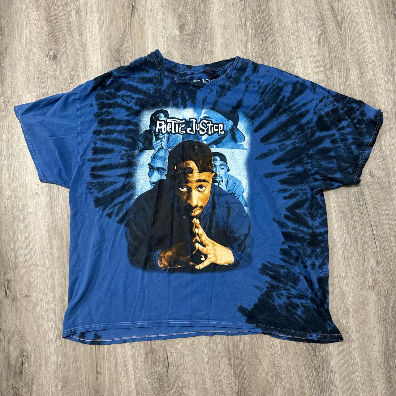 blue and black tie dye Tupac poetic Justice Depop