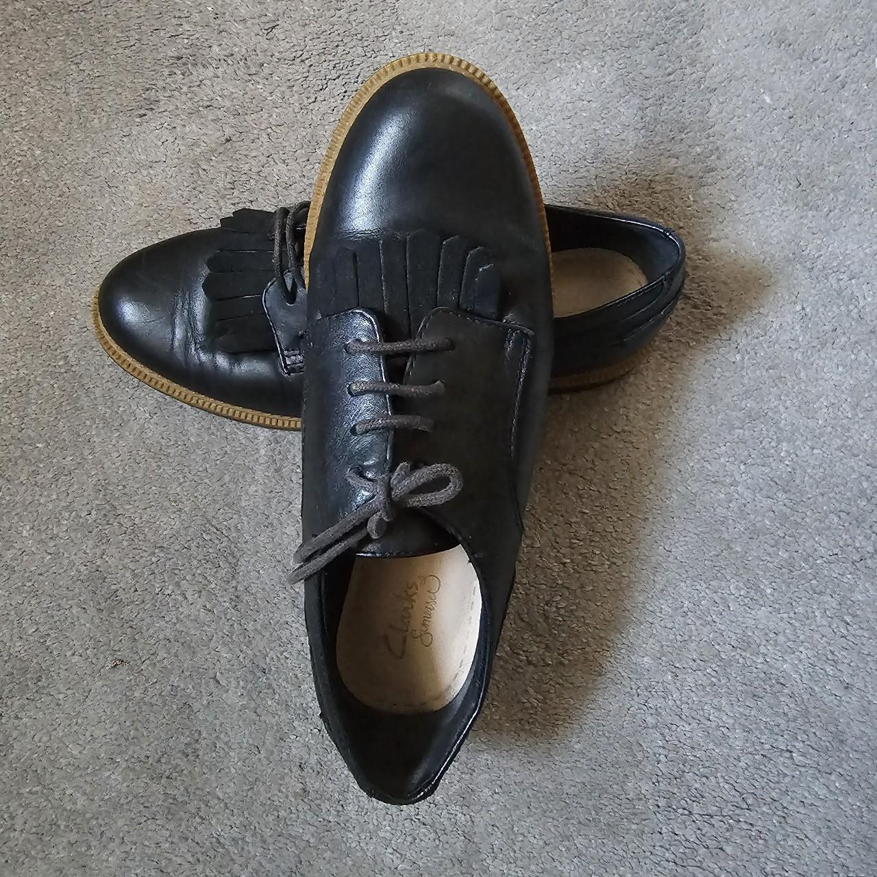 CLARKS Somerset Wide Fit Black Leather Griffin Depop