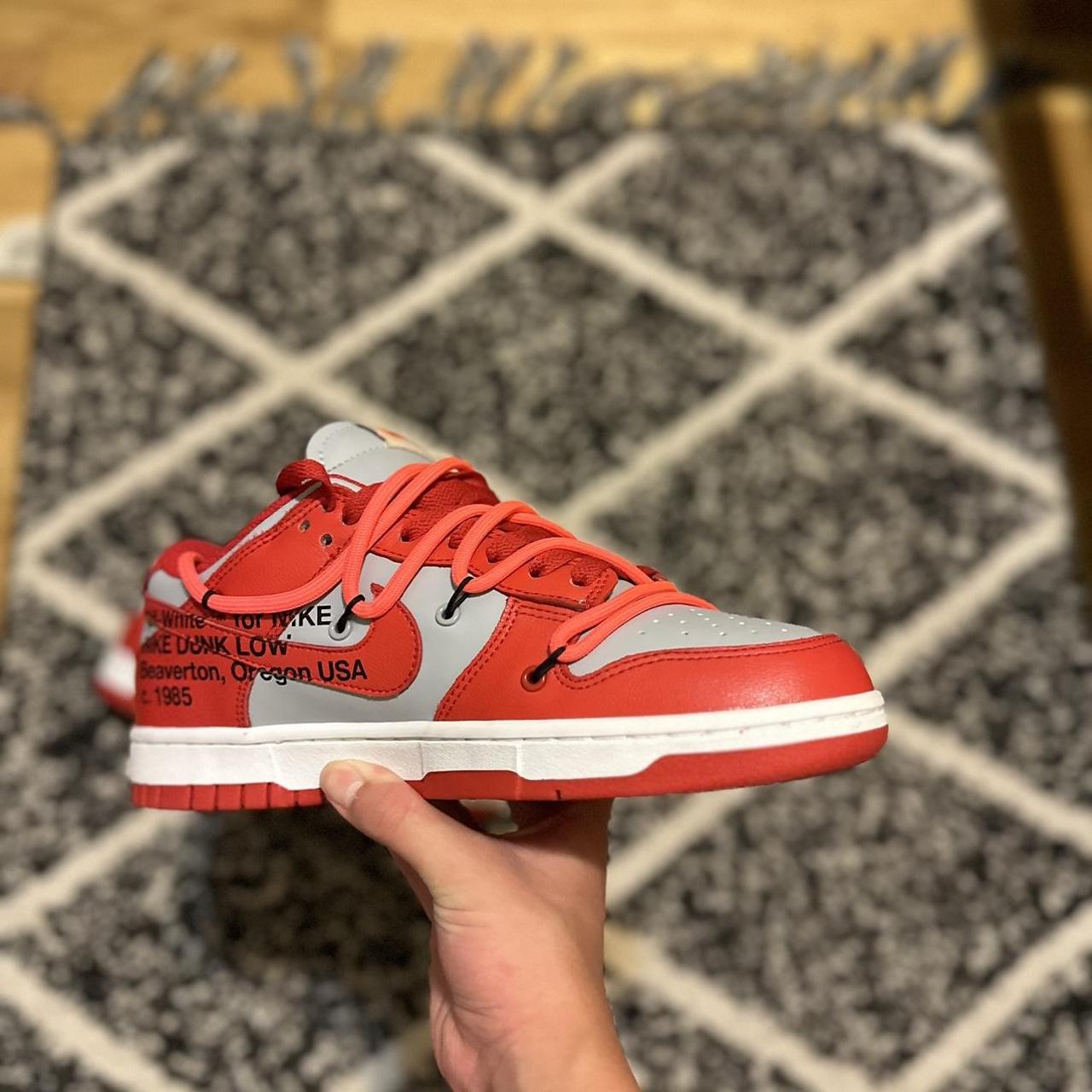 University Red Off White Dunks No Box MENS 7 WOMANS 8.5 - Depop