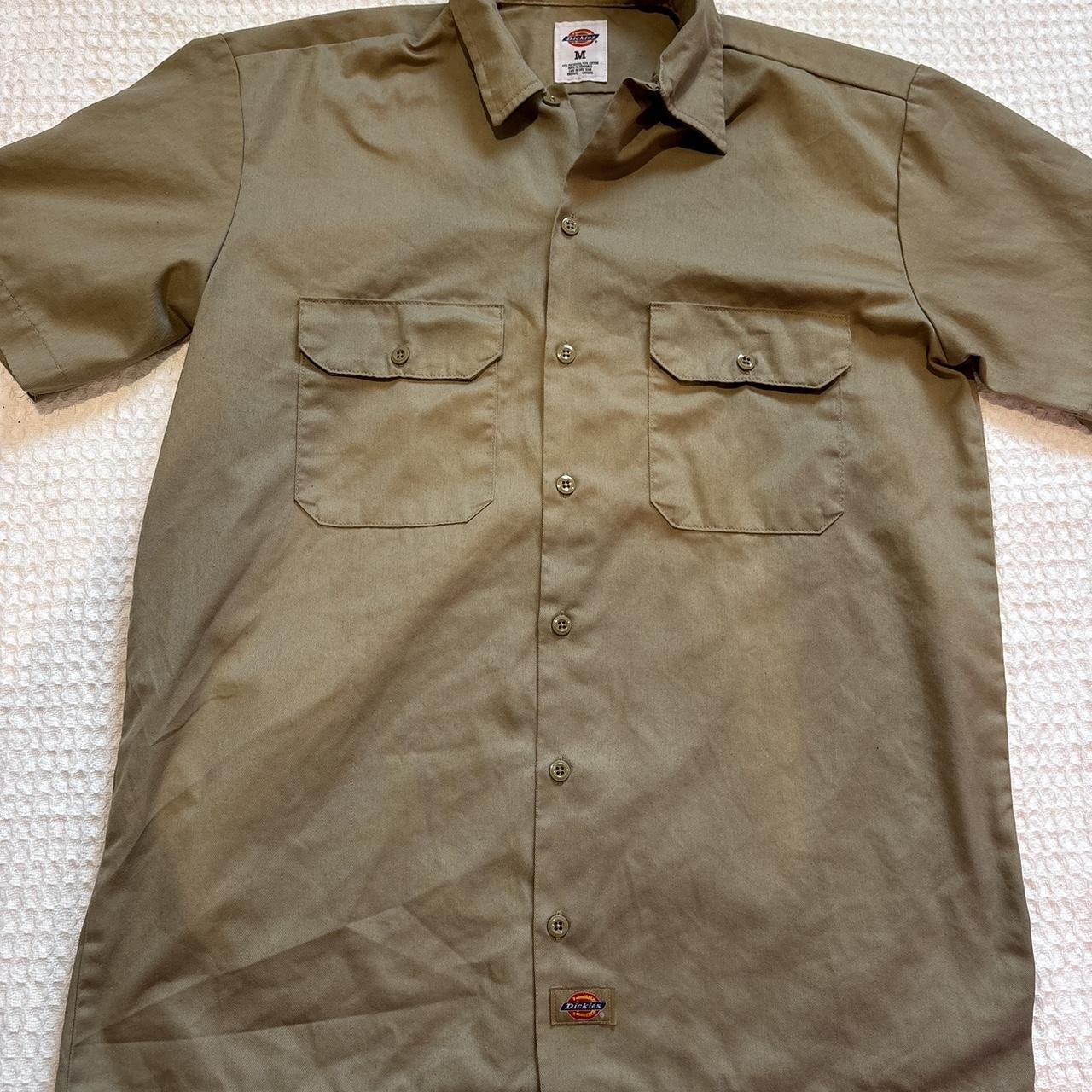 Men’s khaki Dickies pants and shirt Button