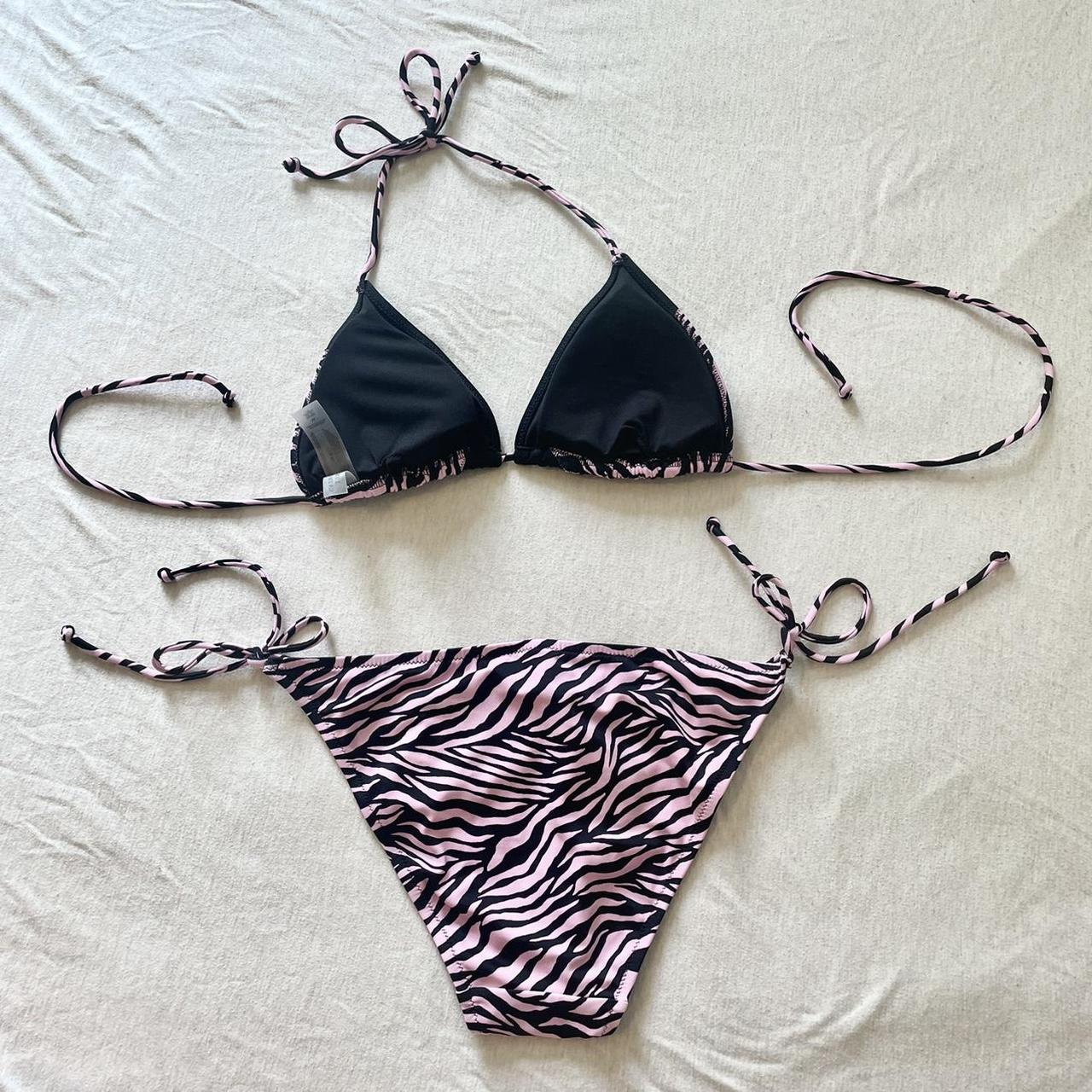 Victoria’s Secret string bikini pink and black... - Depop