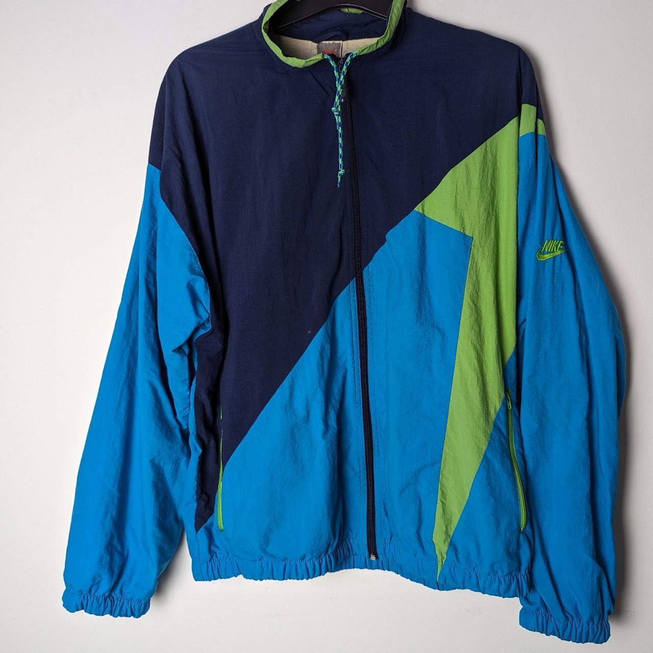 Vintage 80’s / 90’s Blue Green Nike Track Nylon ... - Depop