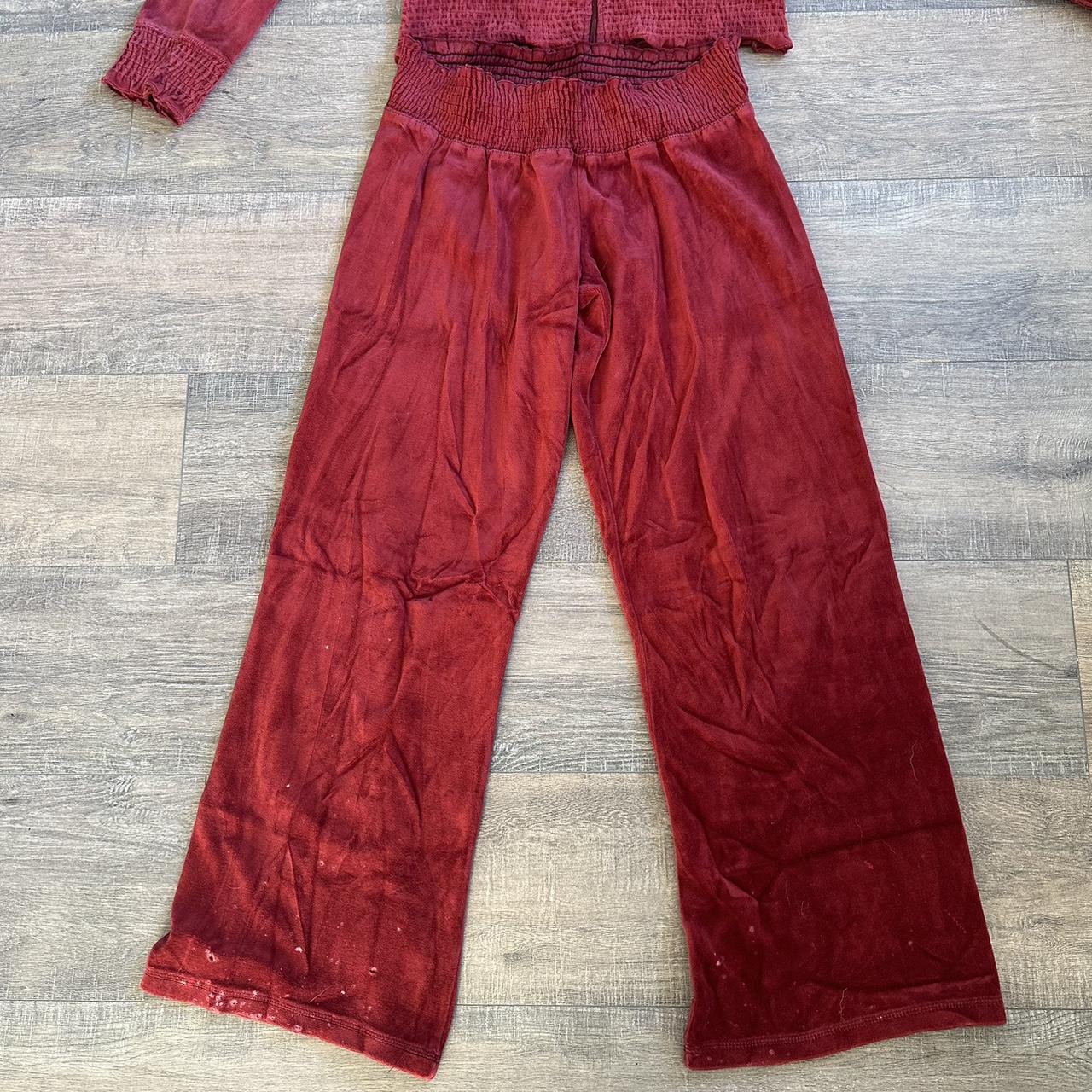 Mossimo Red Velour Track Suit Flared Pants Cosmetic... - Depop