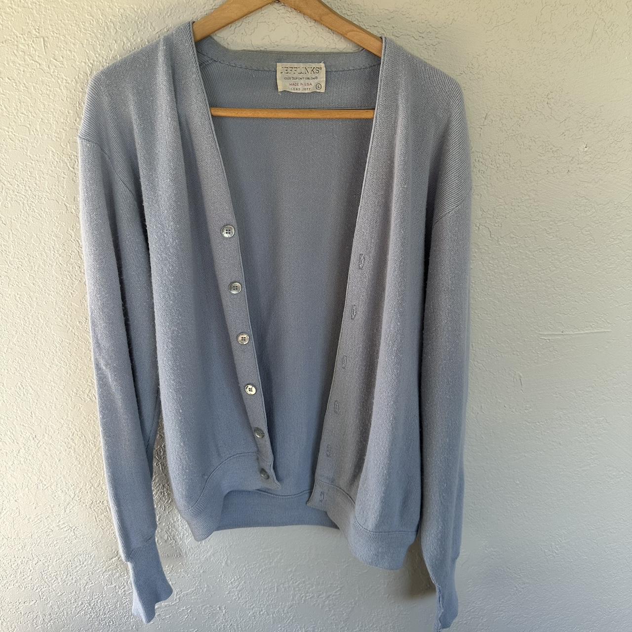 70’s Baby Blue Cardigan by Jeff Links Made in... - Depop