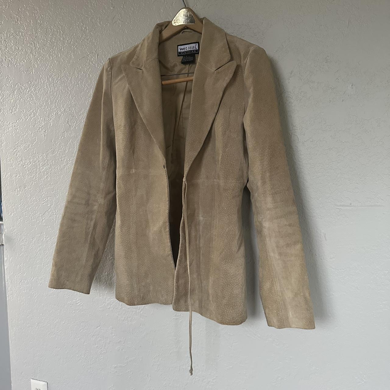 wet seal suede leather jacket w polyester lining... - Depop