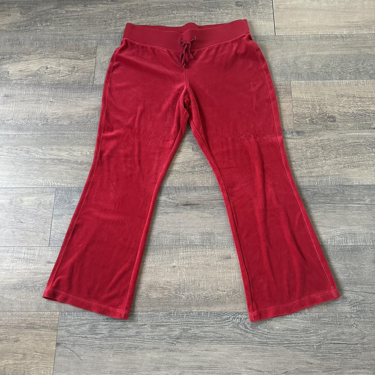 red velour flared sweat pants - Depop